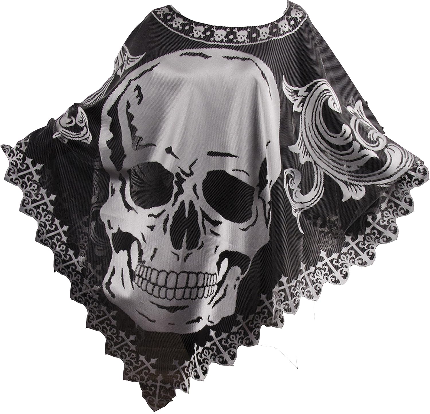 传统蕾丝万圣节骷髅斗篷服装,夏威尔恩花园,147.32 cm x 147.