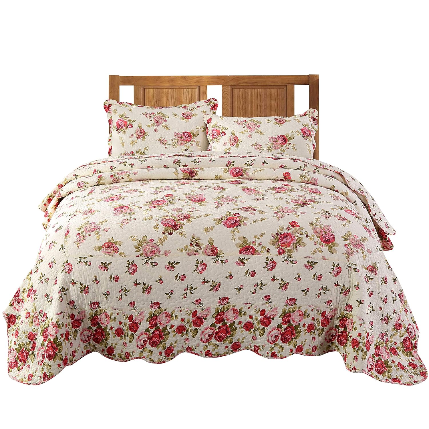 ammybeddings 被子 单人床 棉质 牧场 风格 乡村 花朵 双面 超柔 被子