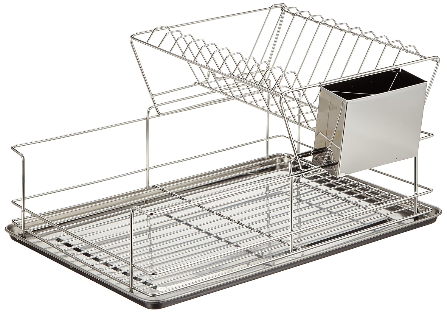 relaxdays 排水器,含餐具篮,滴水盘,盘架,不锈钢,坚固,高x宽x深:约