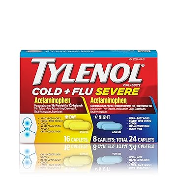 【美国亚马逊】 tylenol cold   flu severe day/night caplets, 24
