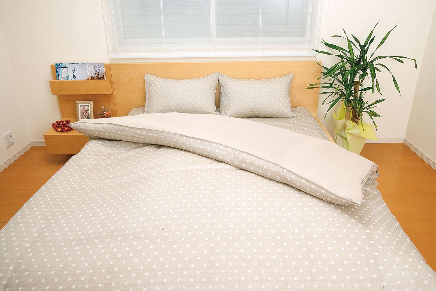 宾馆风格 波尔卡圆点 双层纱布套 床单 双人尺寸 灰棕色 hs43054-102