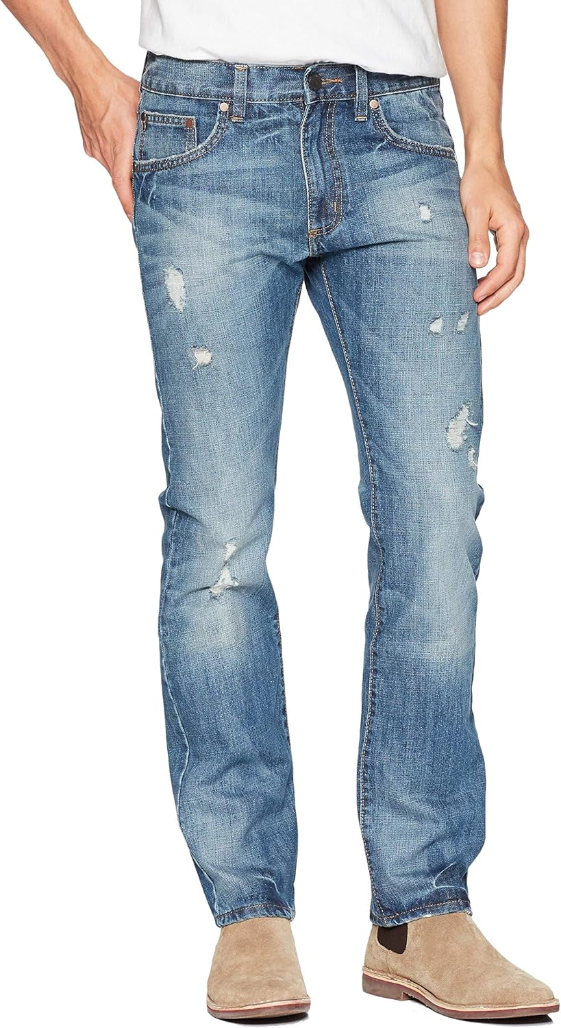 wrangler 男式修身破洞牛仔裤