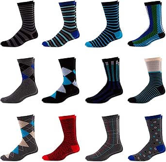 保守图案条纹棉质水手袜 - 12 双装 conservative 1 shoe size 6212