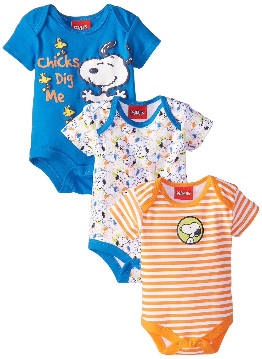 花生男宝宝史努比男童3件装连体衣 imperial/multi 3-6 months