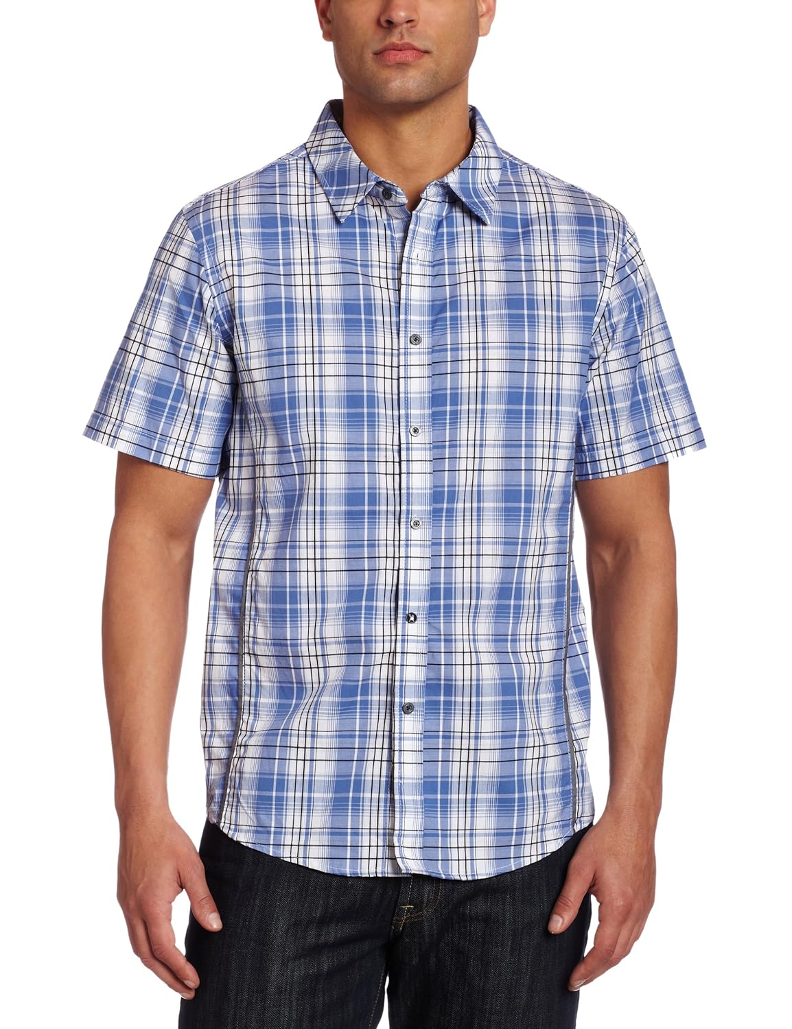 marc ecko 男士切驳后 me up 衬衫 olympic blue large