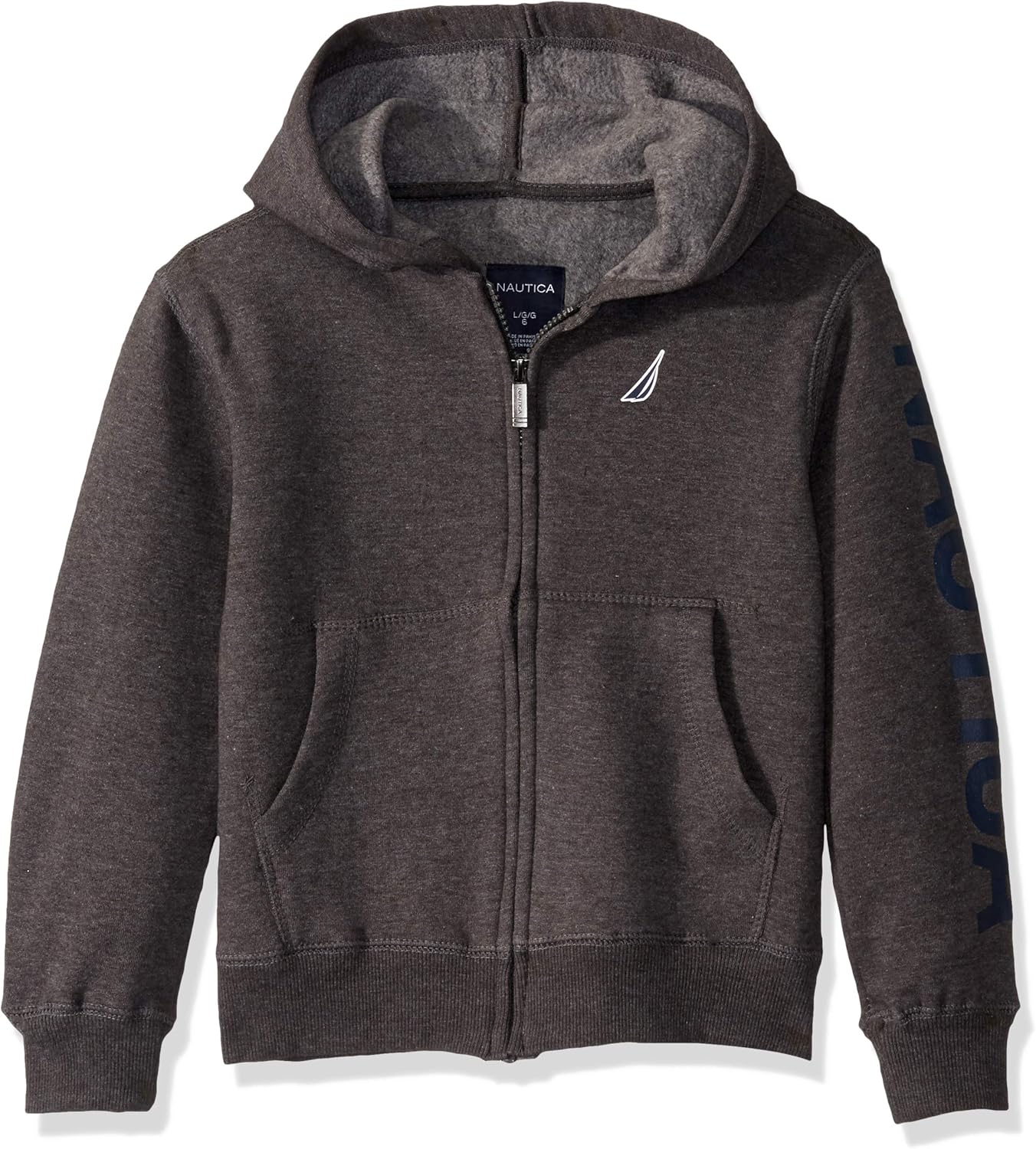 nautica 诺帝卡男孩羊毛袖全拉链标志连帽衫
