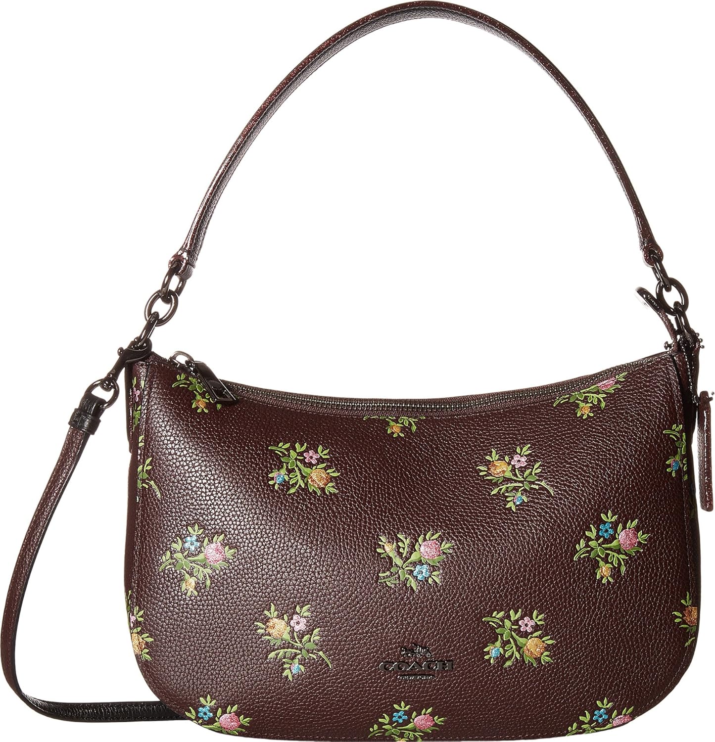 coach 女式 chelsea 斜挎包十字绣花卉印花 dk/oxblood cross stitch