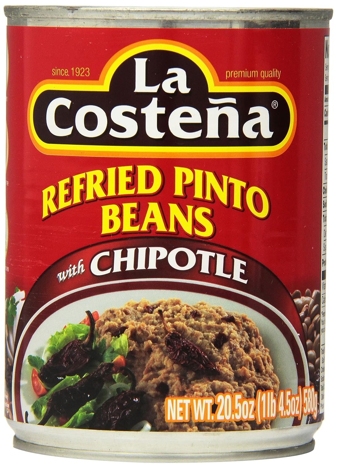 la costena refried beans with chipotle, 20.5 ounce (pack of 12)