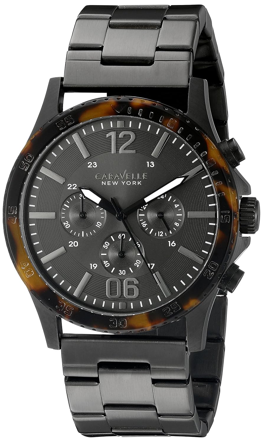 caravelle new york mens 45a125 analog display quartz grey watch