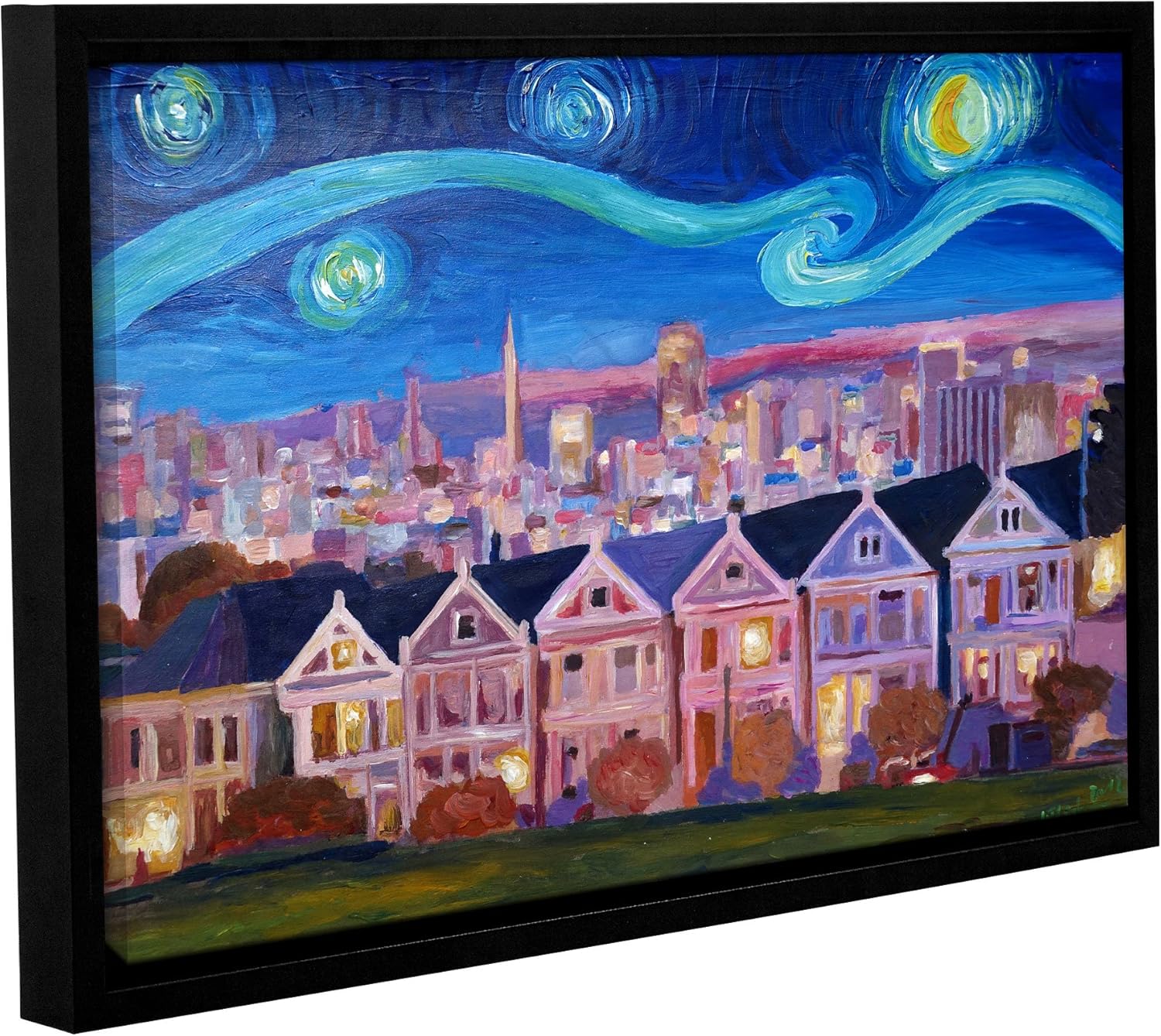 with painted ladies san francisco"画廊包边浮物-带框油画 蓝色 16x