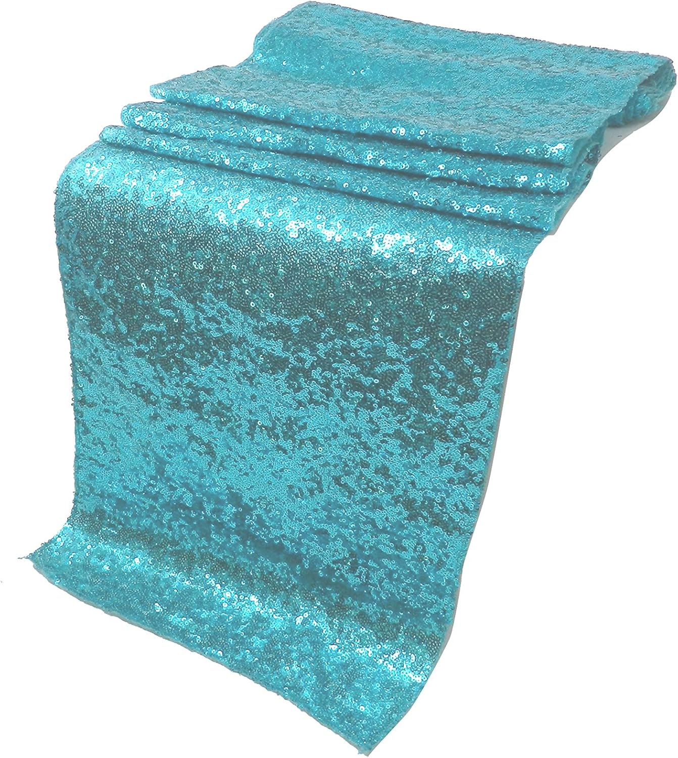 32 厘米闪光亮片桌布,婚礼宴会厨房装饰(10 件装,水蓝色)