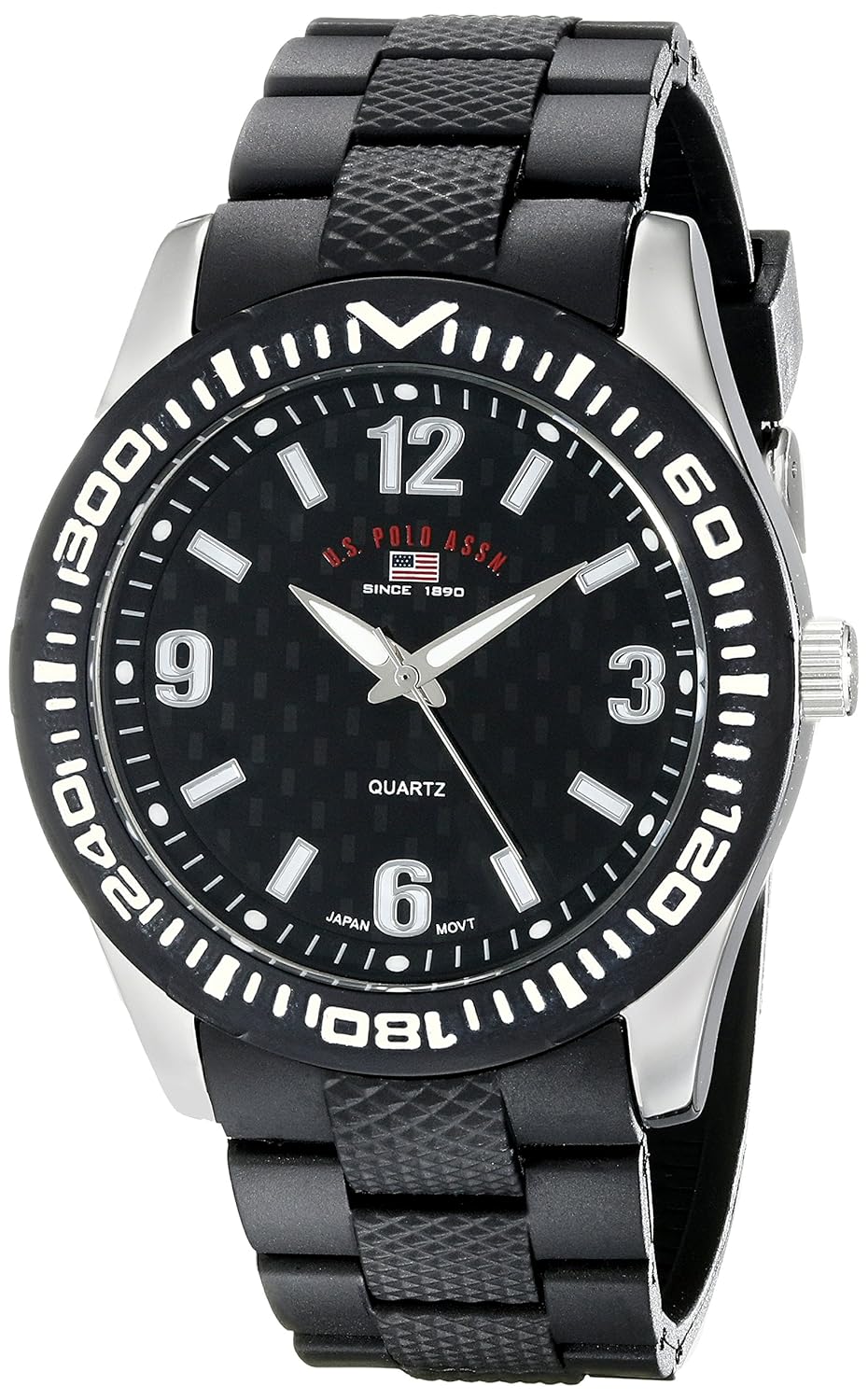 s. polo assn. sport mens us9077 black rubber analog watch