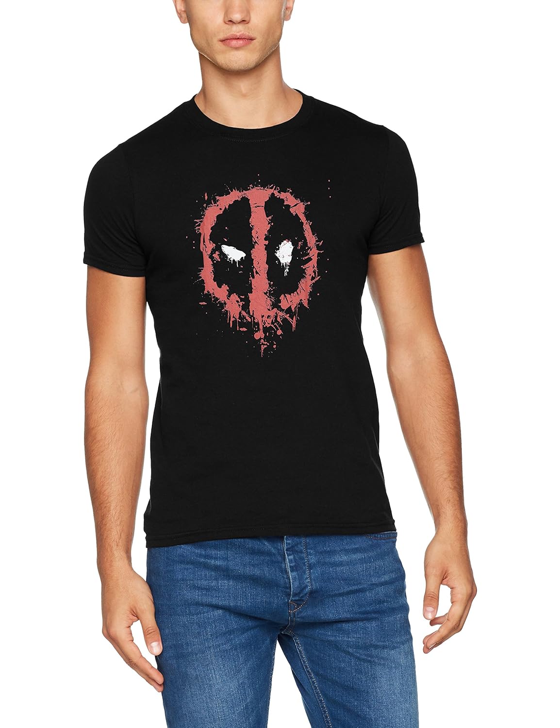 漫威男式 deadpool splat 脸 t 恤