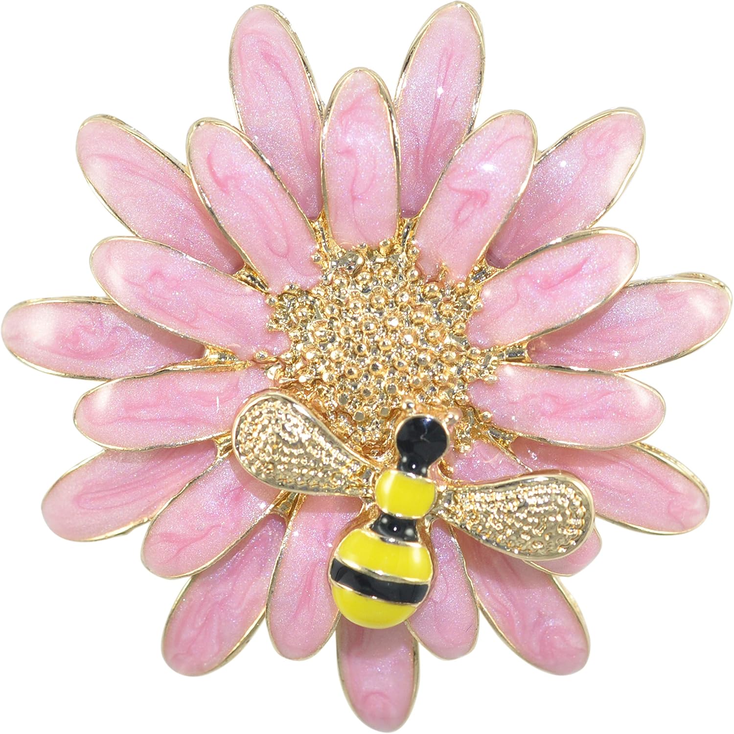 gyn&joy 美丽珐琅太阳花雏菊蜂蜜蜂昆虫胸针女士珠宝配饰领别针 bz182