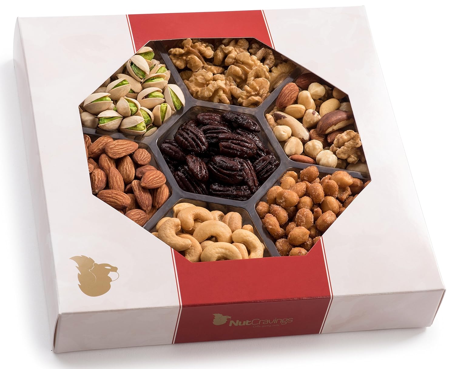 holiday nuts gift basket, large 7-sectional ele