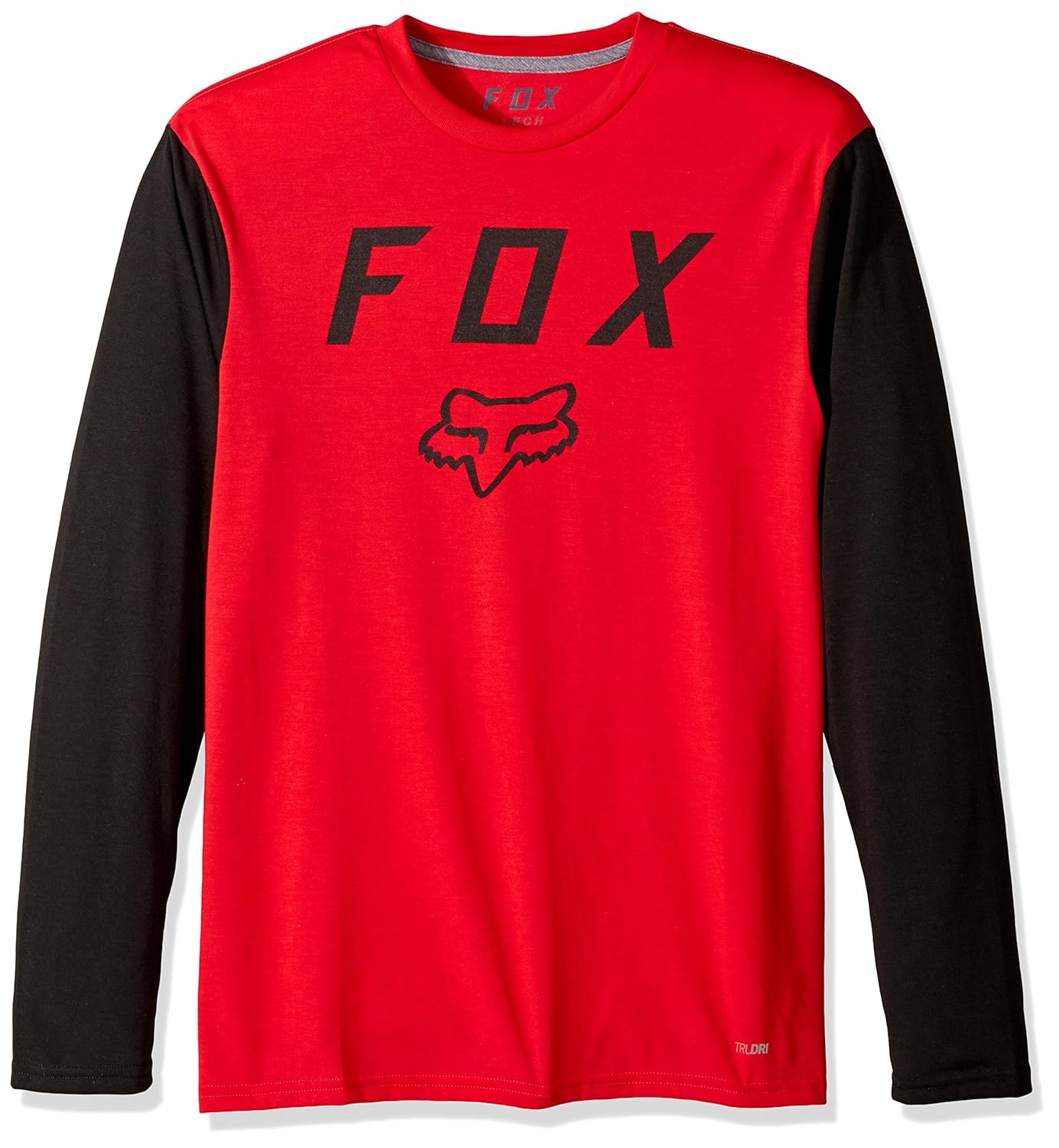 狐狸男式 contended 长袖科技 t 恤 深红色 large