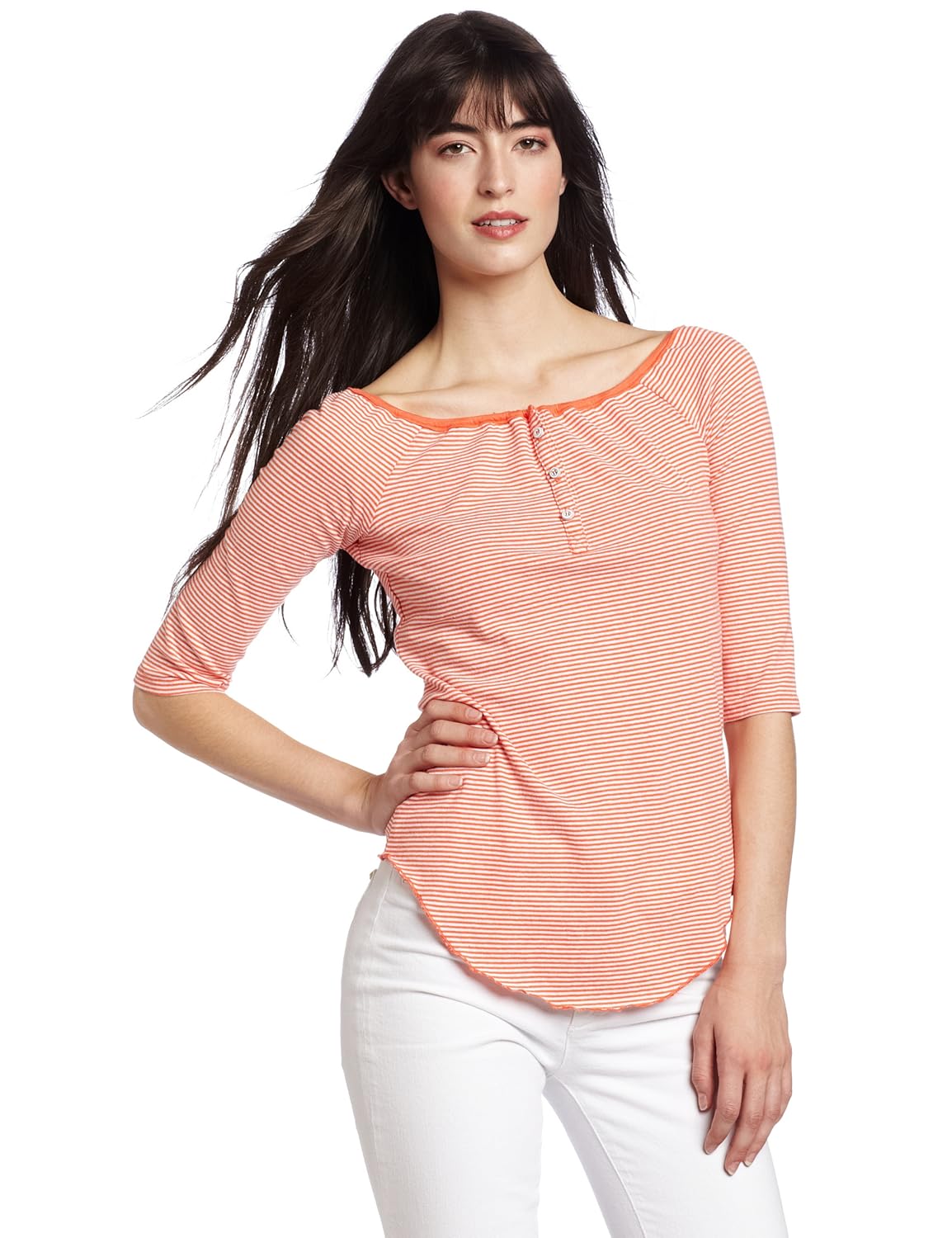 textile elizabeth and james 女蕜2way 一字领上衣 bright orange