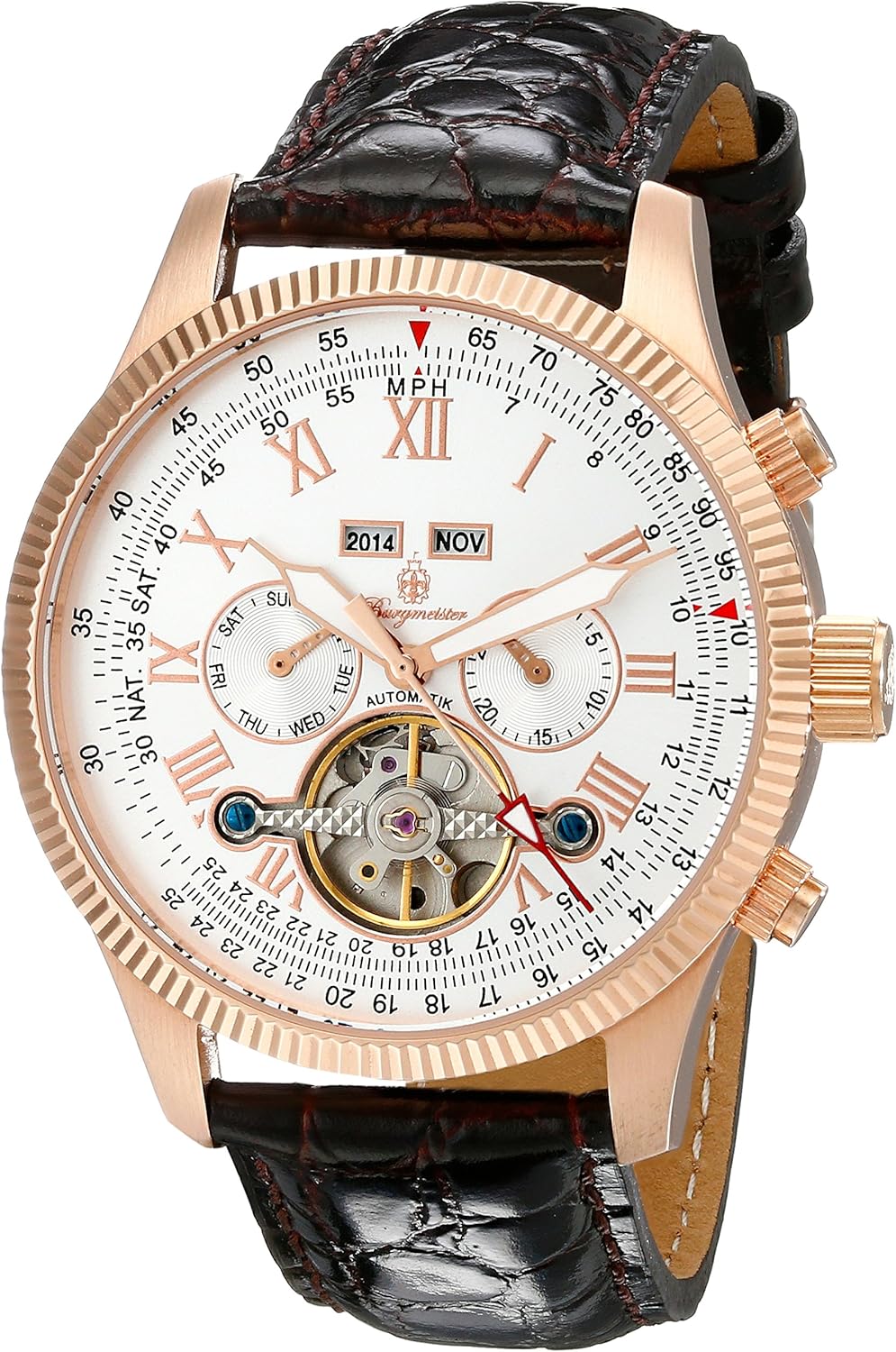 burgmeister 伯格麦斯特 德国品牌 机械手表 男士腕表 多功能商务镂空