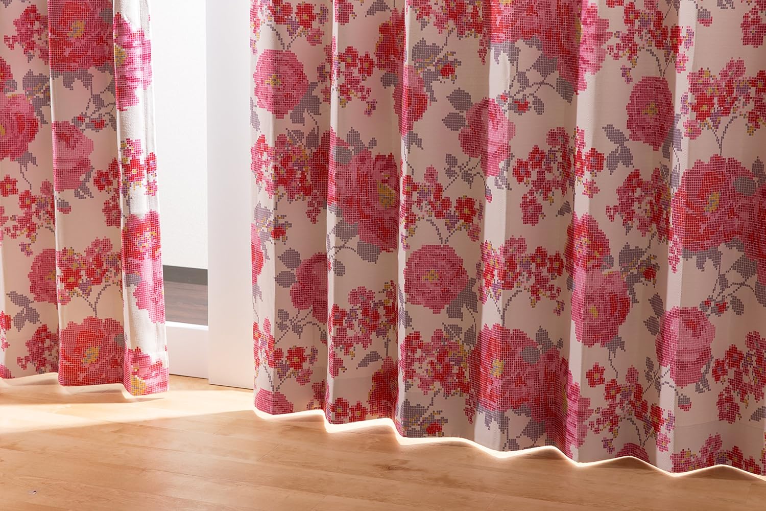 in-fa-la 窗帘系列 overtime图案粉色 遮光カーテン100×135cm 4876