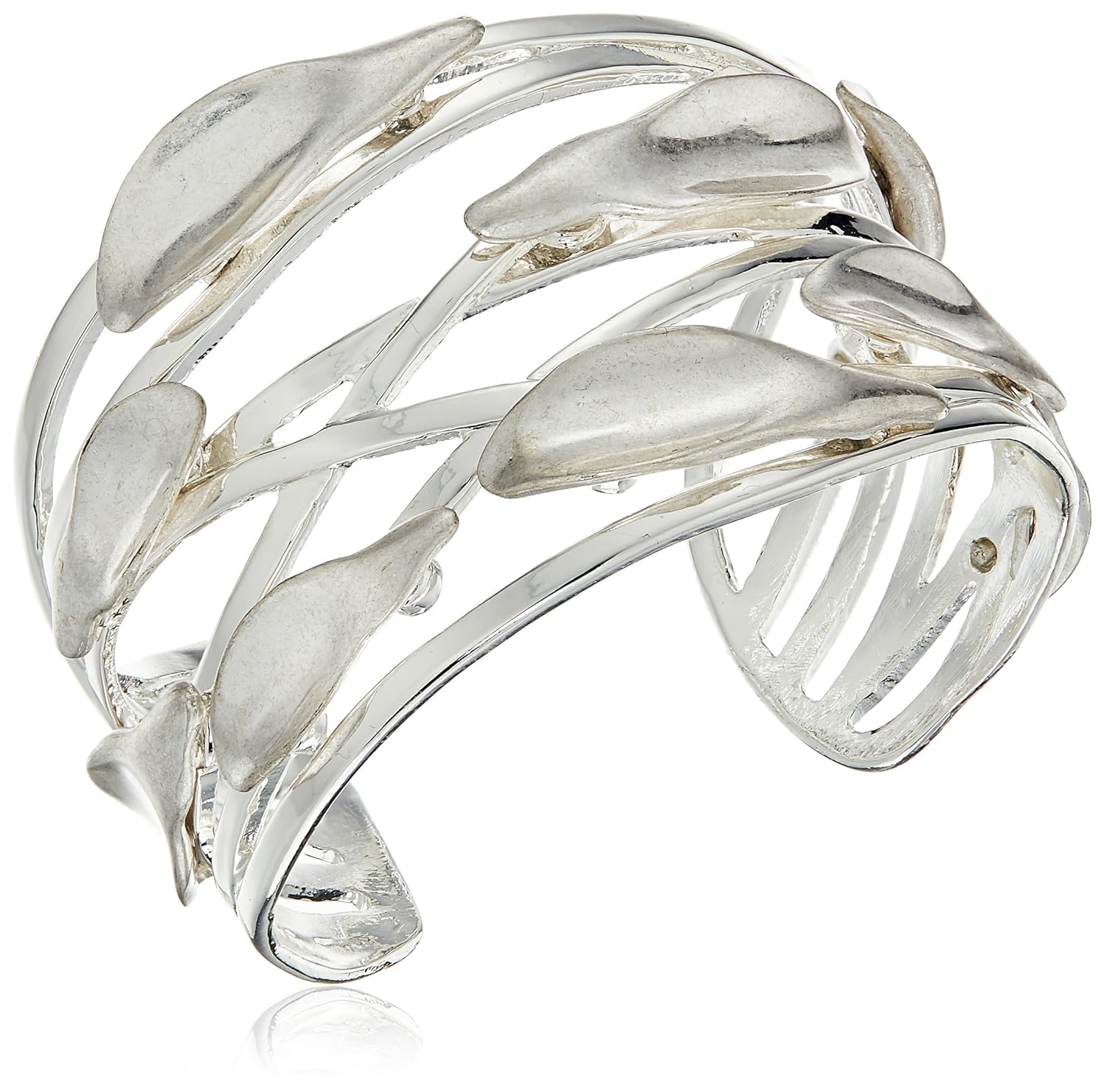 robert lee morris 女式 sculptural 花瓣镂空手镯 银色 均码