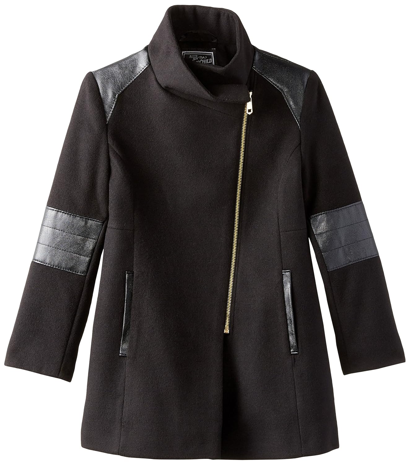 rothschild big girls asymmetrical zip faux wool coat
