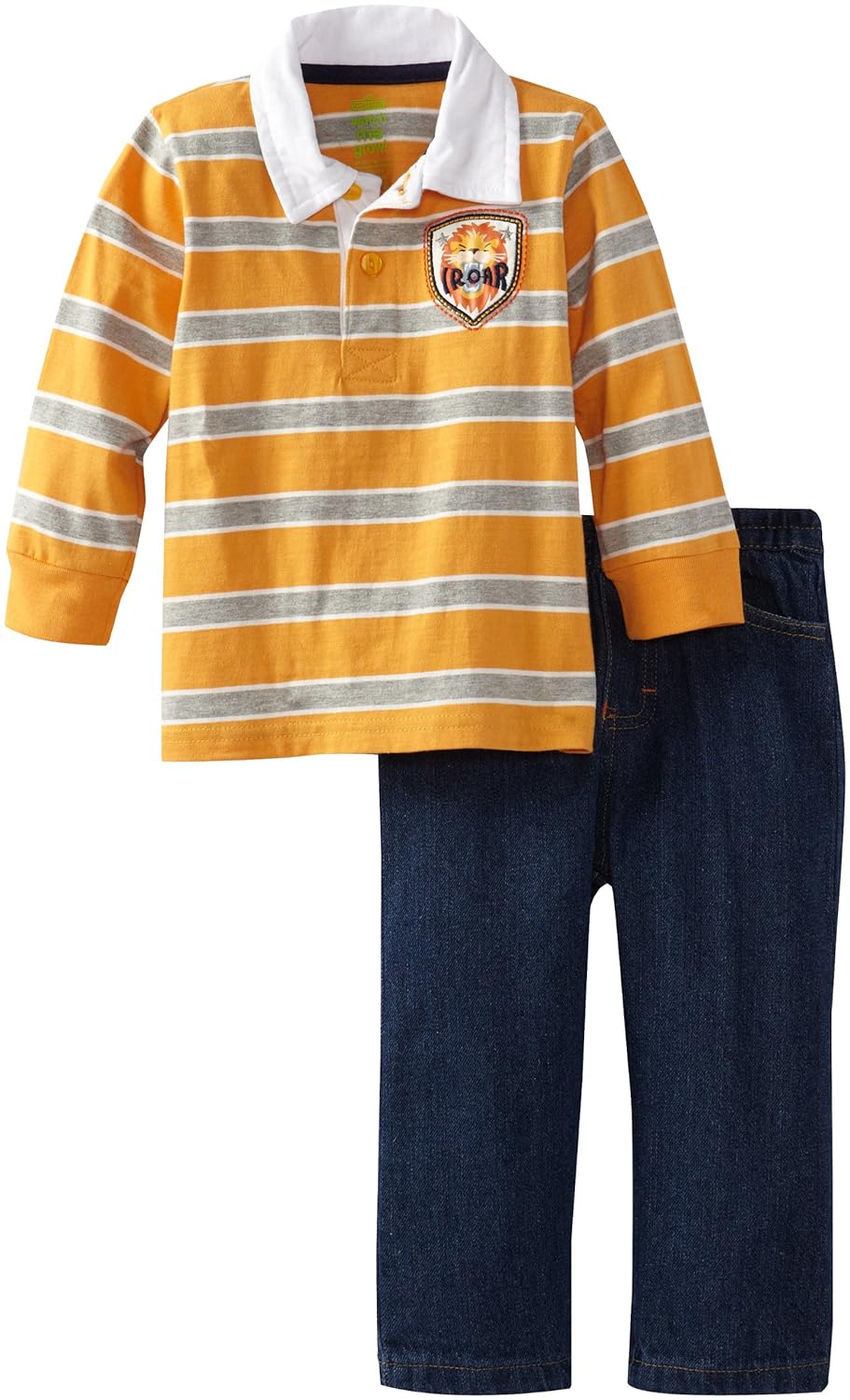 sesame street 男宝宝2件套狮子衬衫和裤子 黄色 6 - 9 months