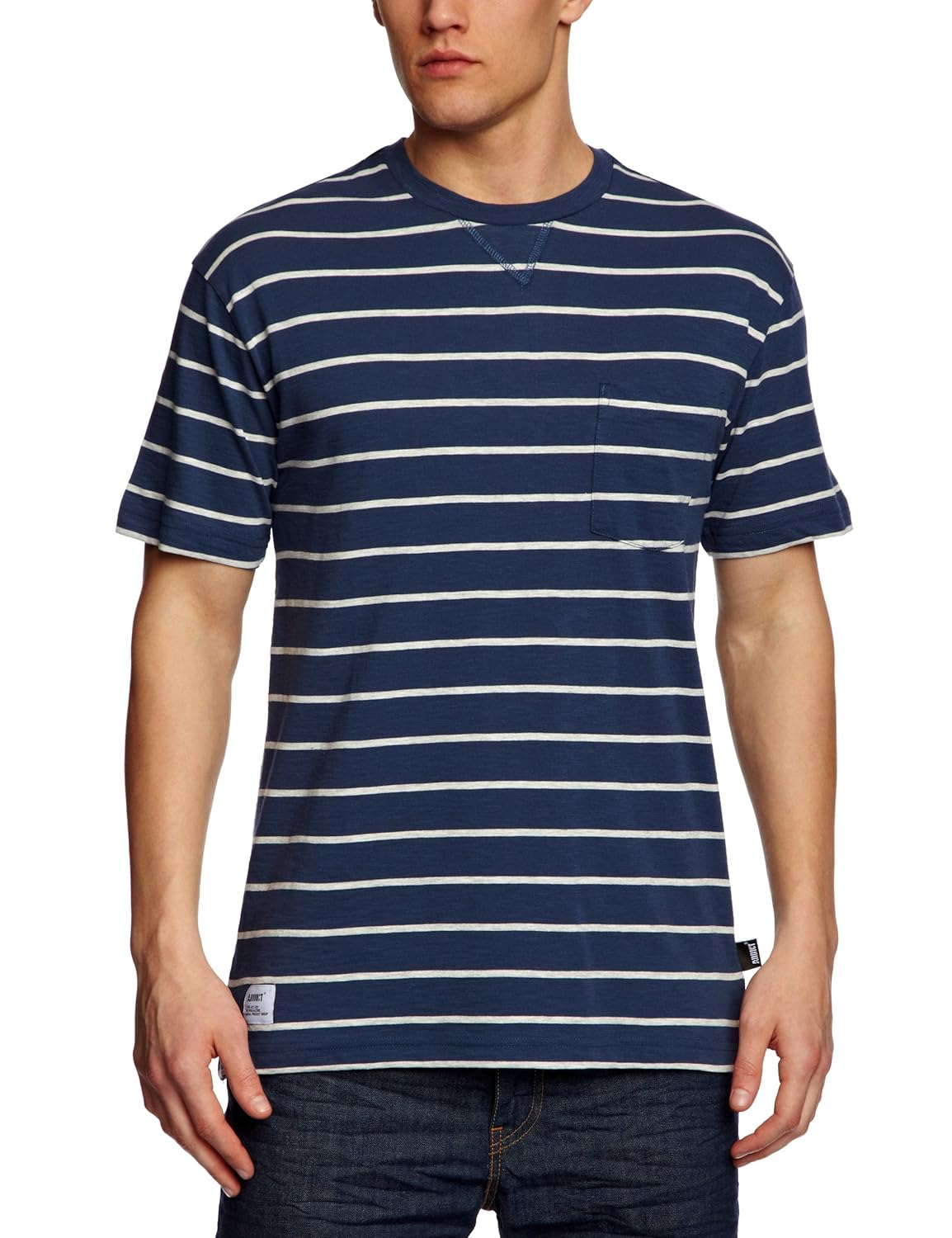 addict 粗纺条纹口袋图案男式 t 恤 nautical blue x-large