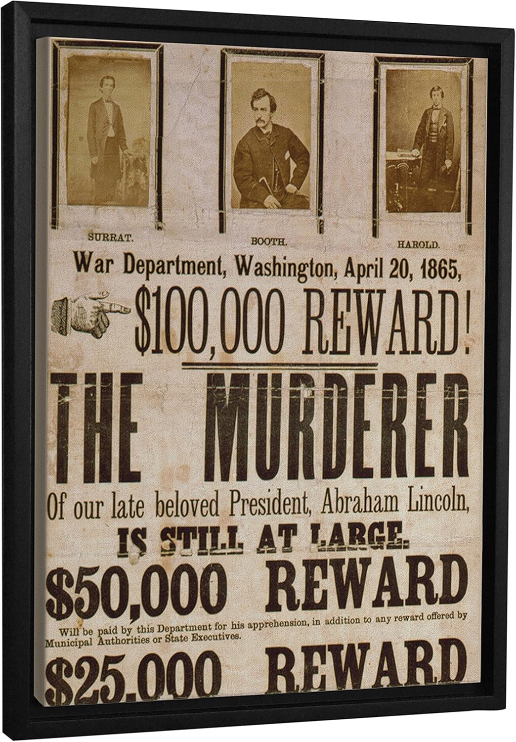 london sfcnv2476 vintage booth lincoln assassination wanted 海报