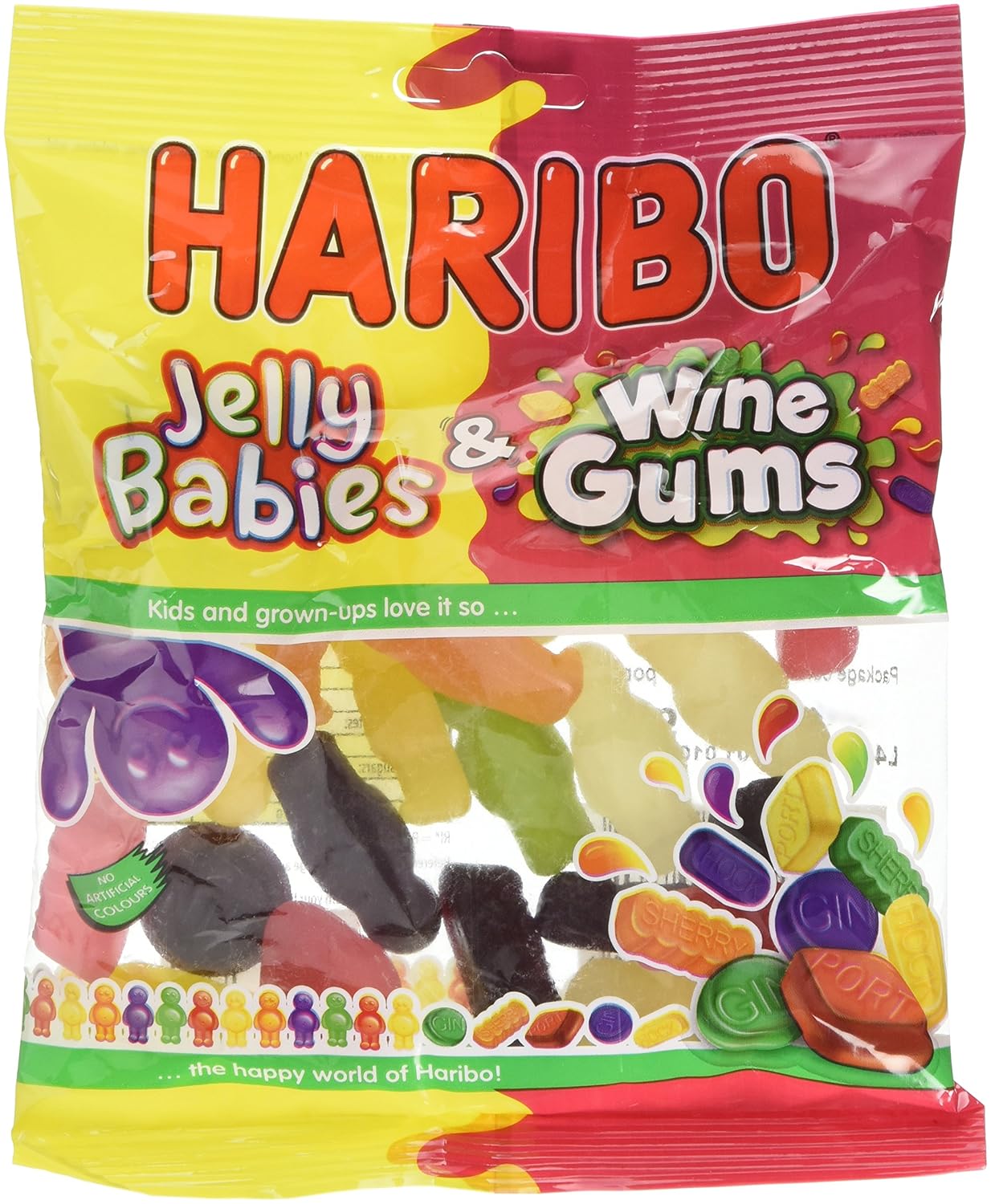 haribo jelly babies and wine gums, 140 g, pack of 12