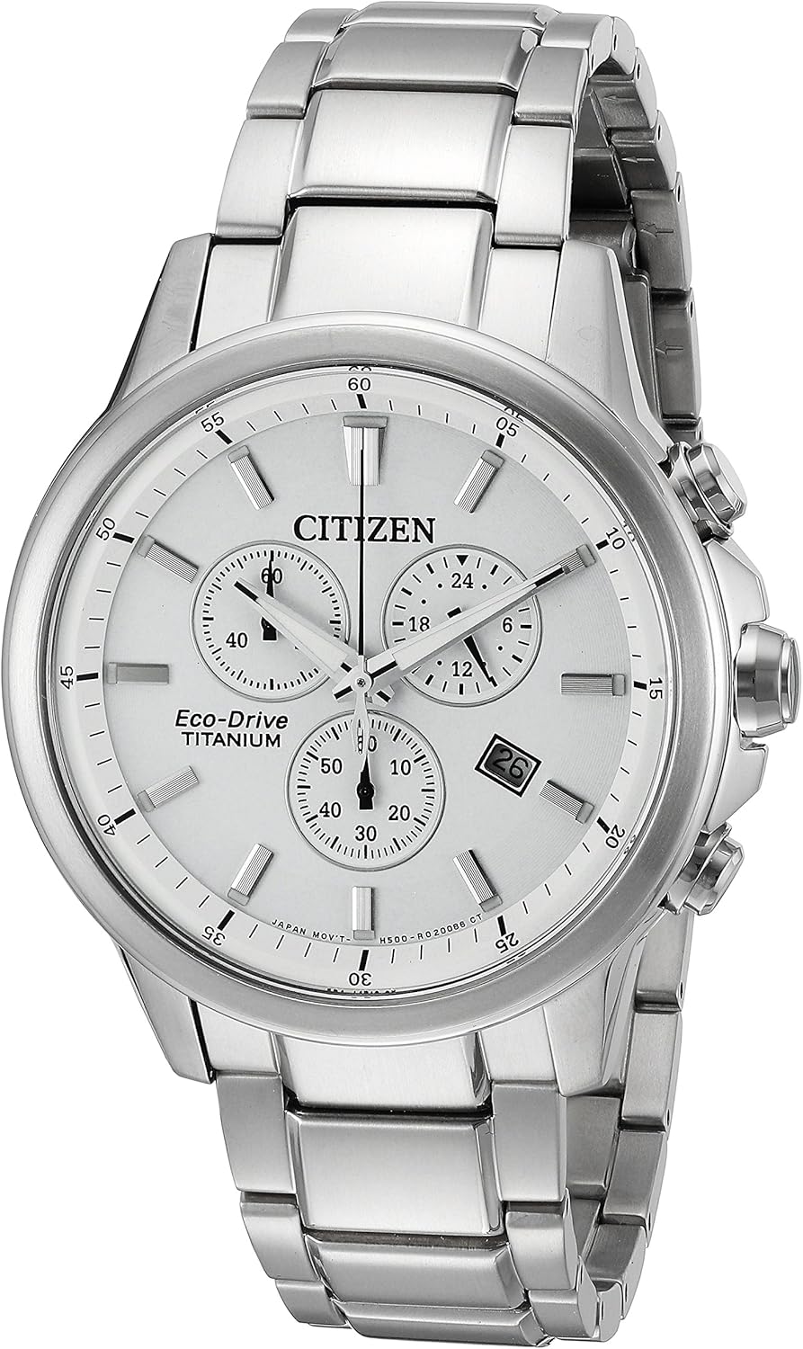 citizen eco-drive 男士titanium石英休闲手表,颜色:银色(型号:at
