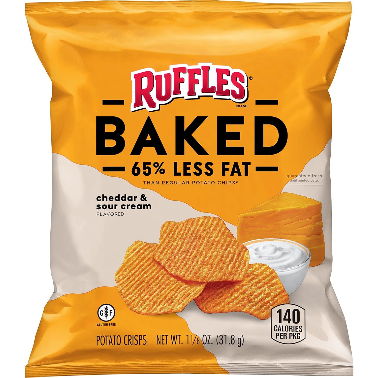 ruffles oven baked cheddar & sour cream flavored potato crisps