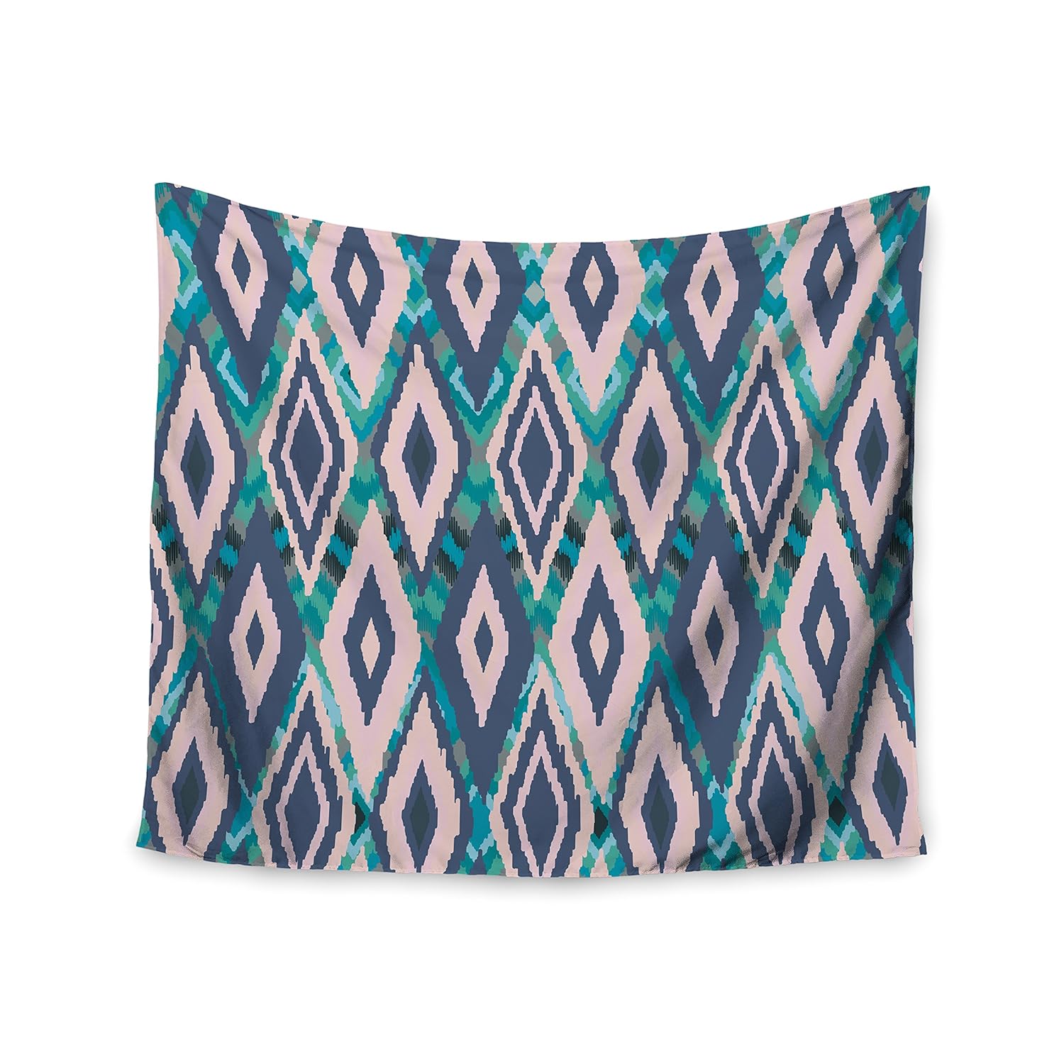 kess inhouse nika martinez 部落 ikat 蓝色图案墙毯 蓝色 68" x 80"