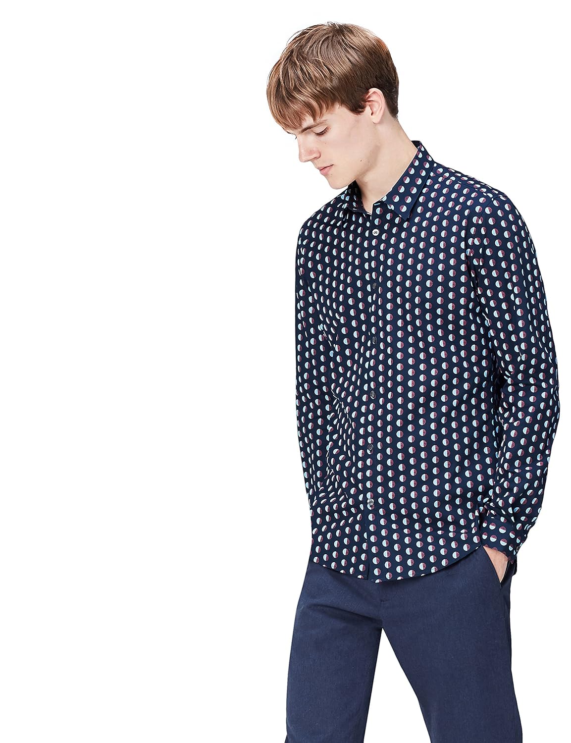 find 男式室内设计修身衬衫 blue (navy) s