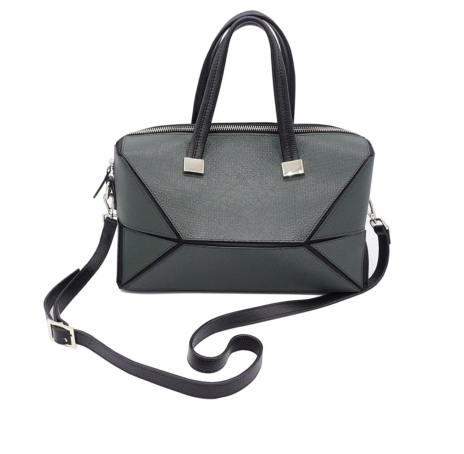 真皮挎包钱包 拼图包 波士顿手包 间隙 绿色 x大码