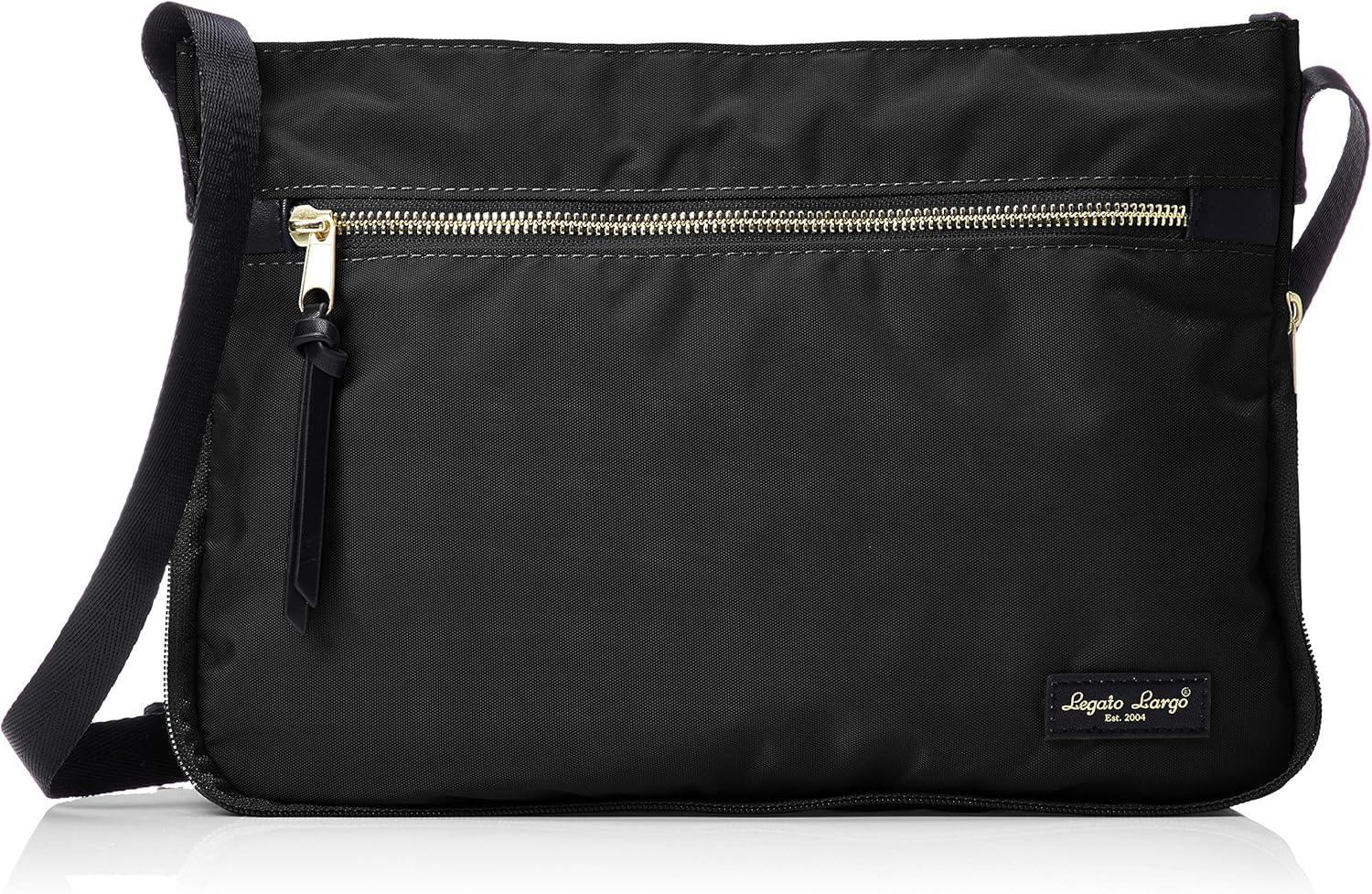 [legate rargo ]单肩包 lt-c2623 防水光泽高*聚酯帆布 牛皮挎包 黑色