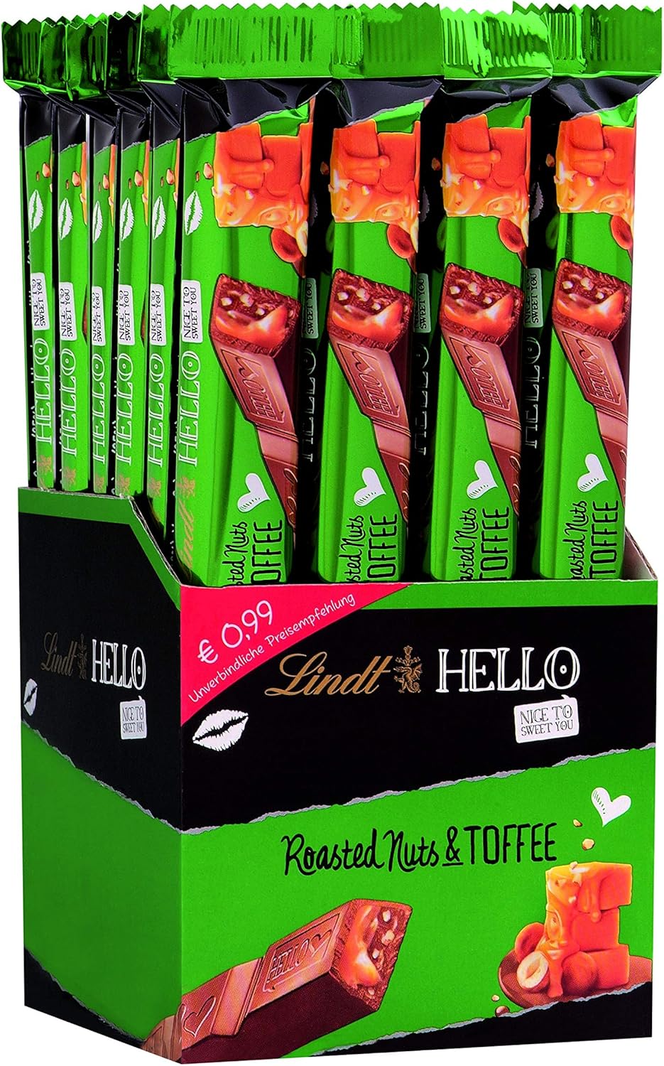 lindt & sprüngli 瑞士莲 hello 牛奶巧克力,盐渍烤坚果太妃糖夹心