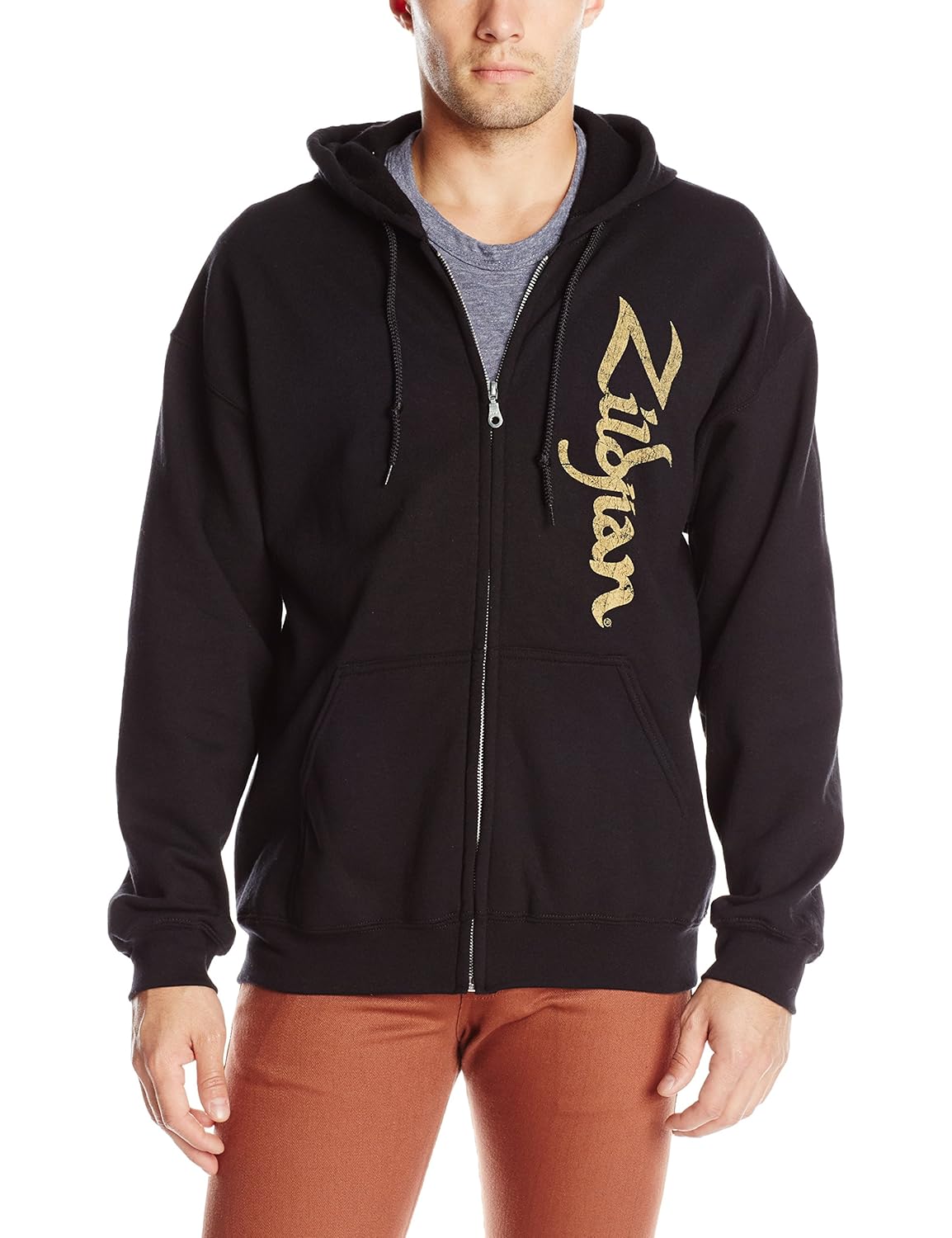 zildjian 竖向标志拉链连帽衫