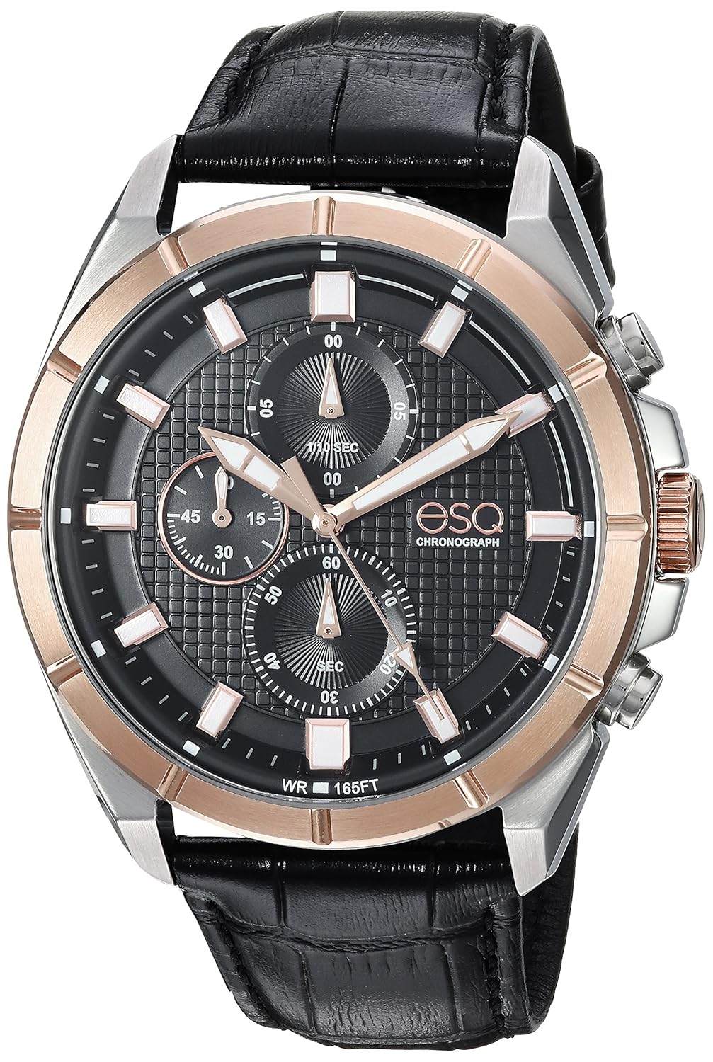 esq 男式"运动"石英不锈钢和皮革休闲手表,颜色:黑色(型号:37esqe1330