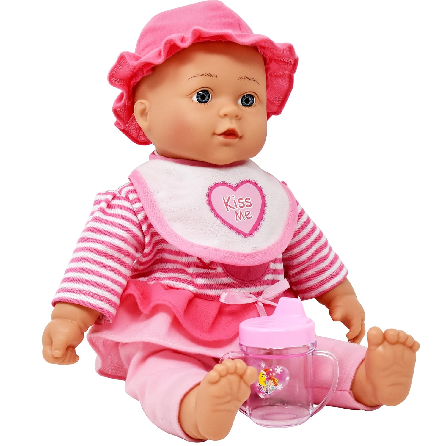 dolls to play 16 英寸软体婴儿玩偶 - 套装,围兜和奶瓶,播放 3 声