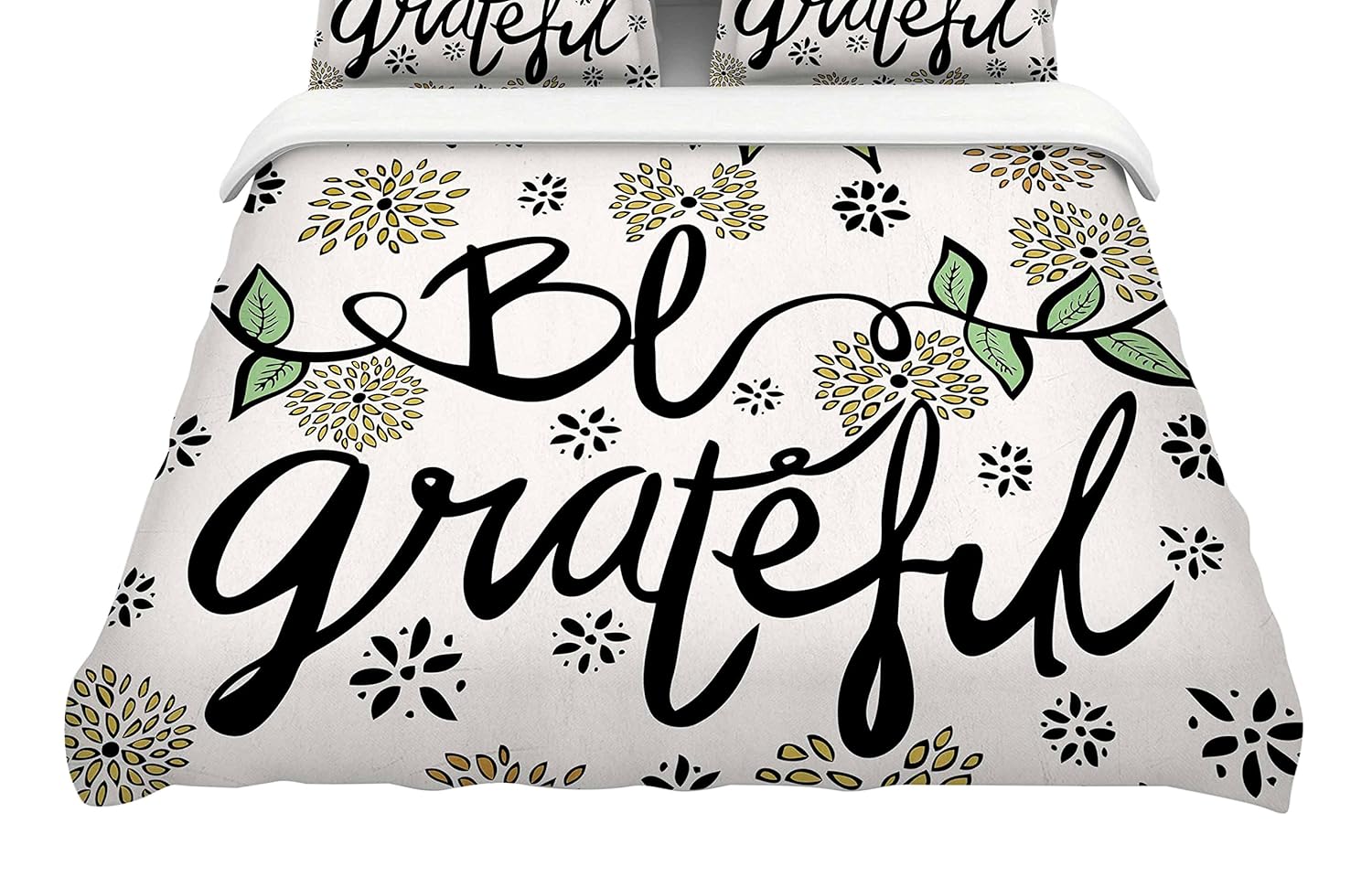 kess inhouse pg1112acd03 pom 图案设计"be grateful"大号双人床棉