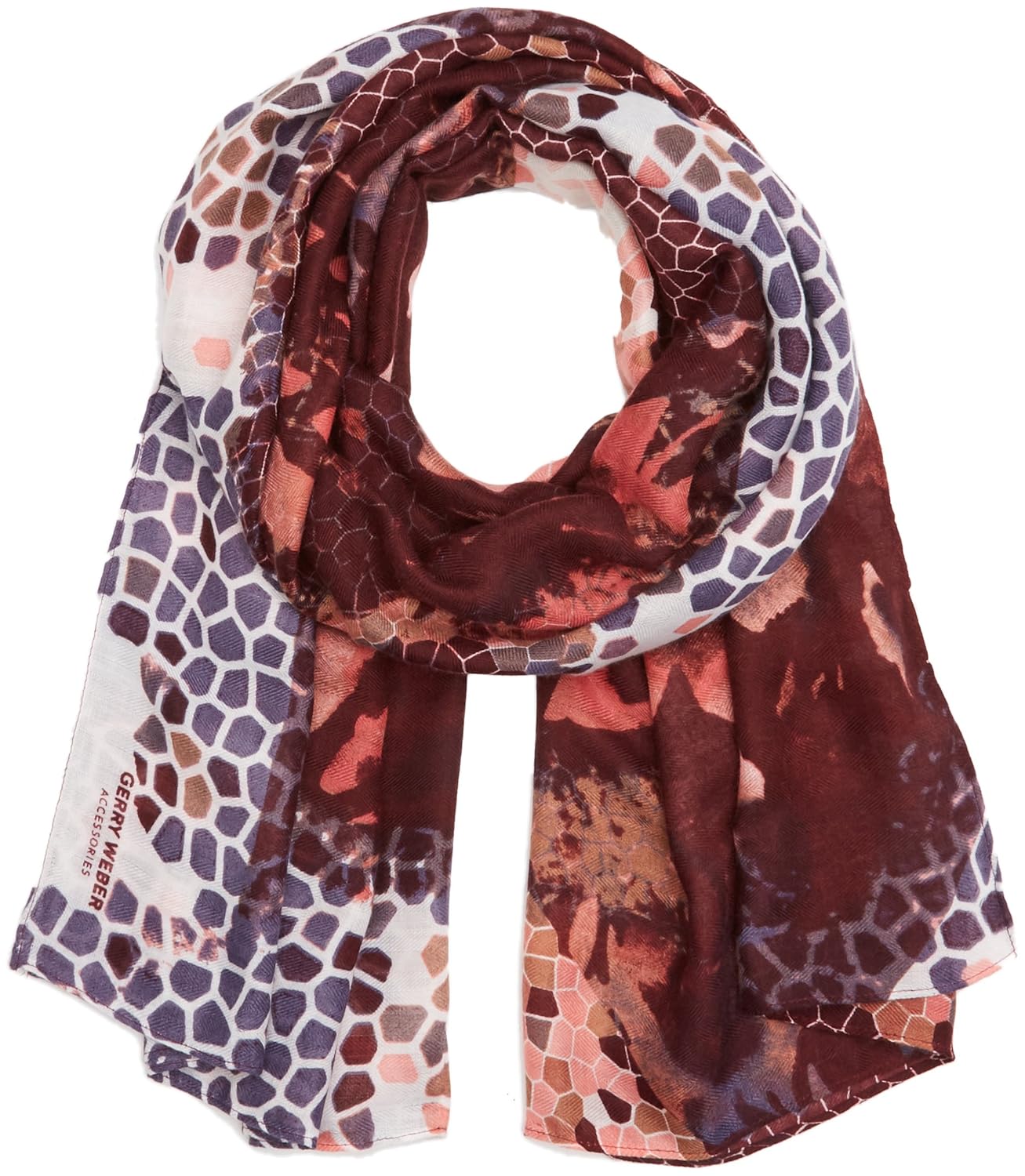 gerry weber 女式围巾 复古花纹 多色(葡萄紫 / 靛蓝 / 象牙白 6113)