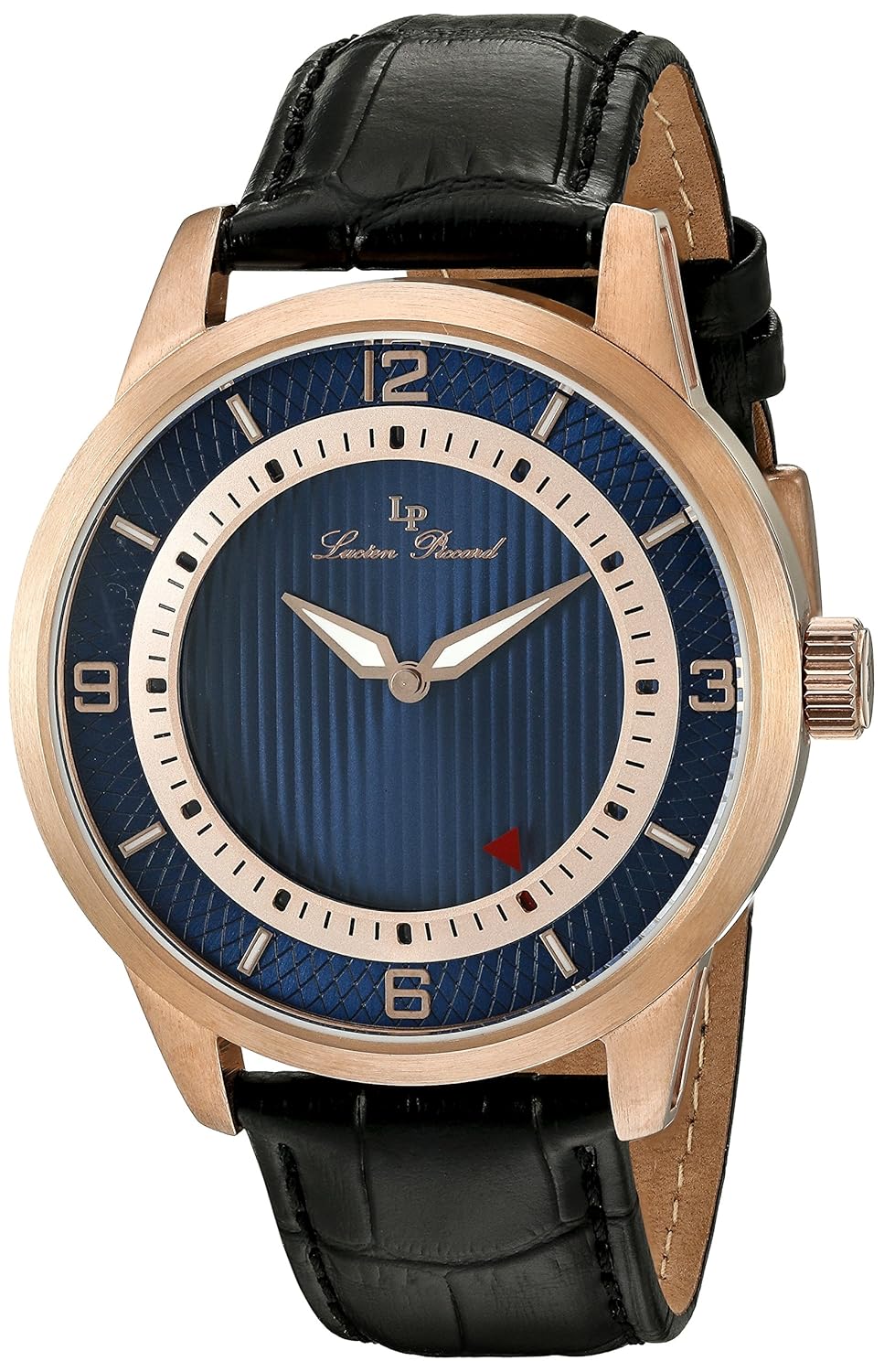 lucien piccard 男式  岩洞  石英不锈钢黑色皮革休闲手表(型号: lp