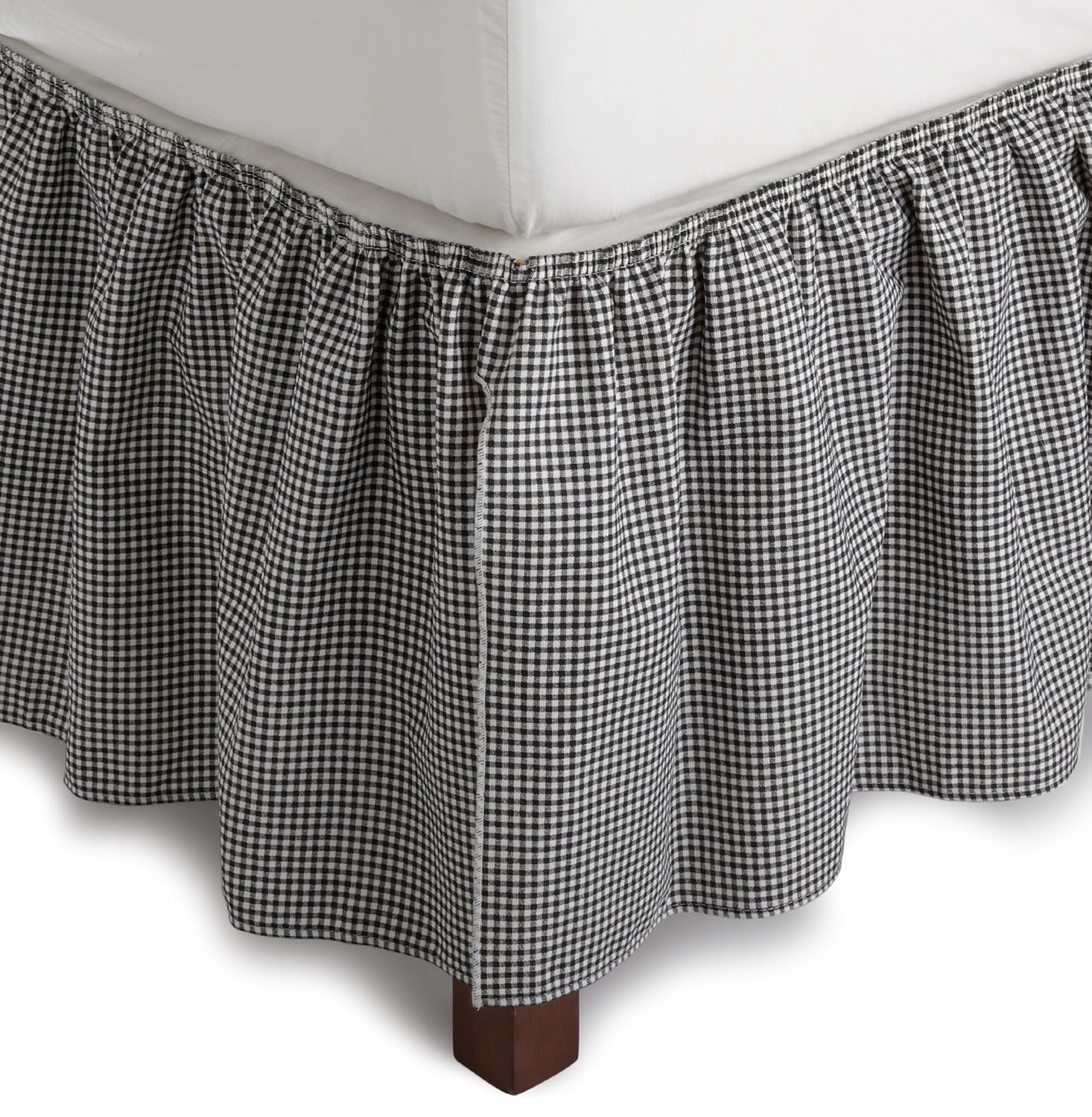 logan gingham check print 18-inch dust ruffle bed skirt full