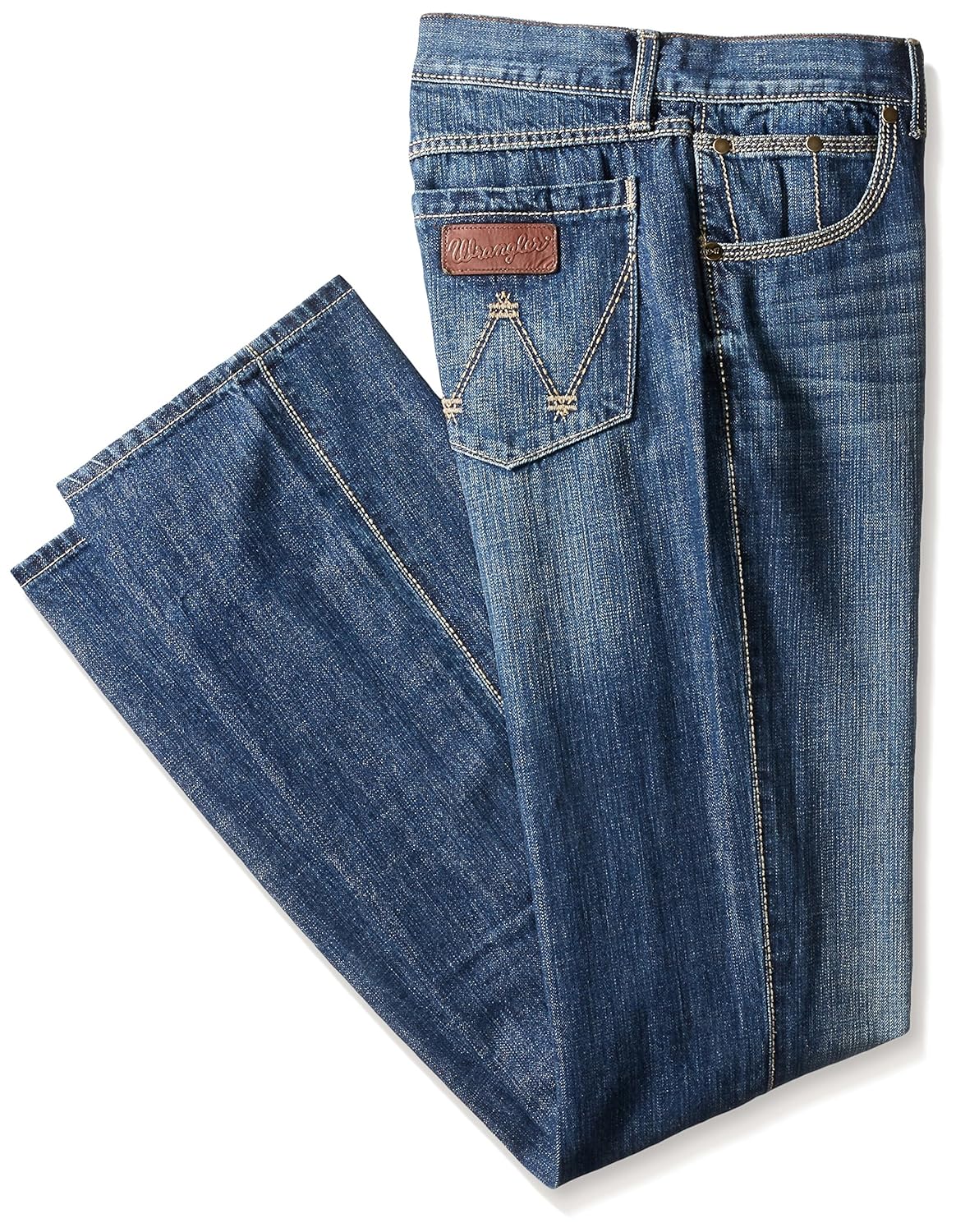 wrangler 男式加大加长款复古长款宽松喇叭牛仔裤 must