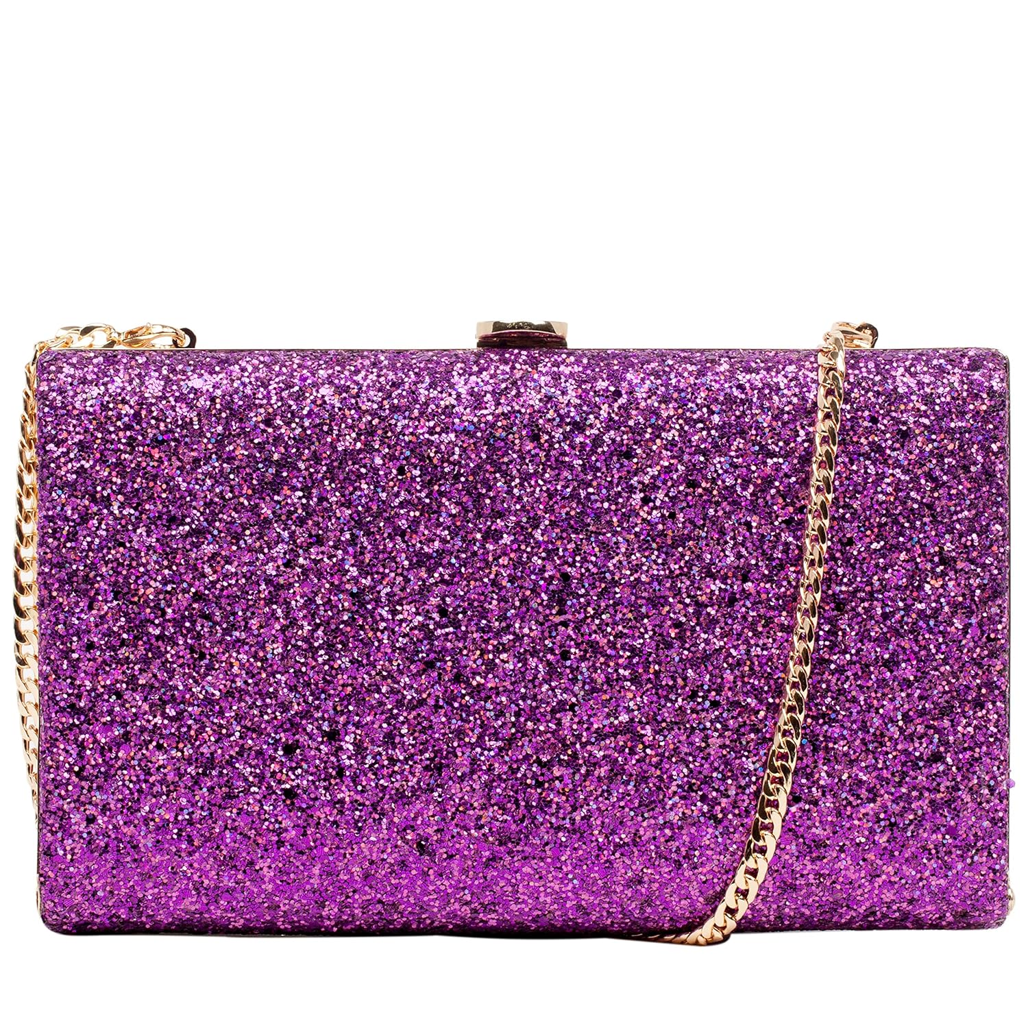 claudia canova 女士闪耀硬壳扣顶手拿包 紫色(紫色)