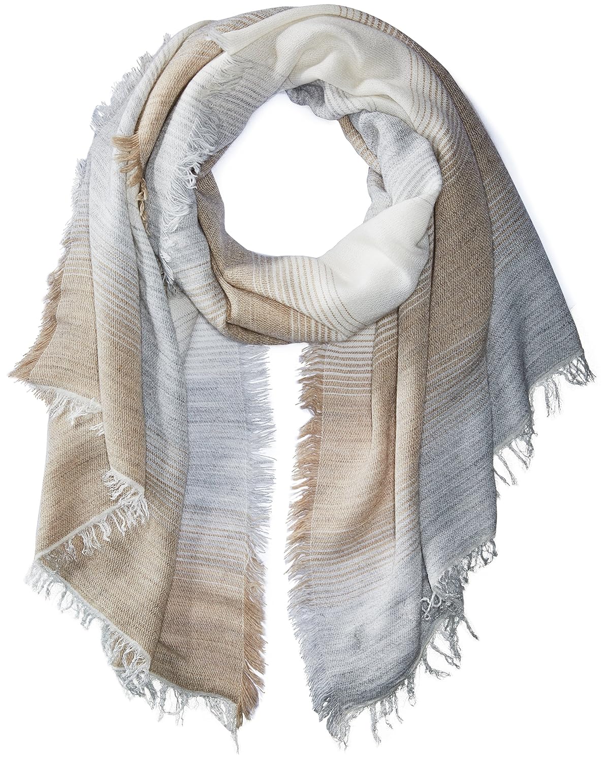 la fiorentina 女式意大利羊驼软围巾带渐变设计