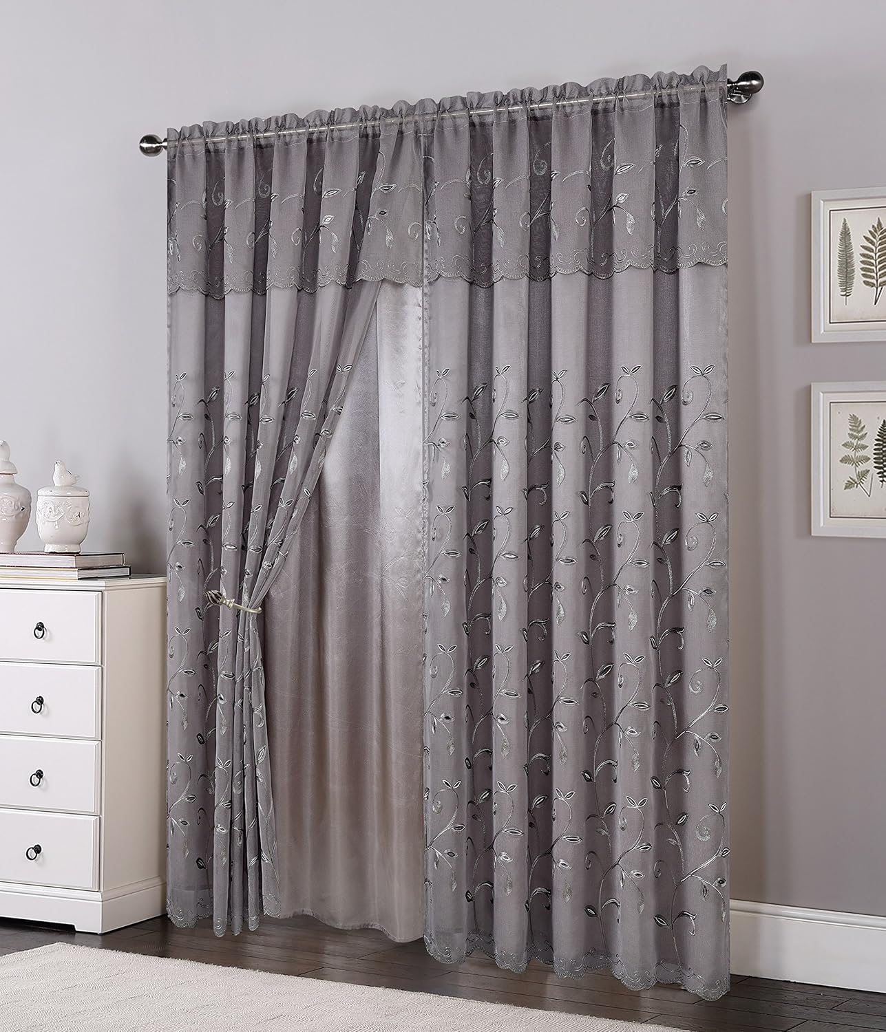 优雅舒适奢华窗帘/窗板套装带帷幔和衬背 137.16 cm x 213.