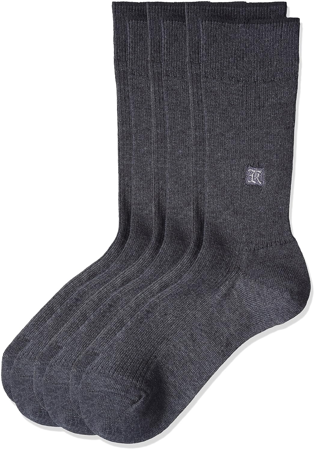 男袜 work-fit(工作舒适)罗纹 k刺绣 袜子 〈3双装〉 灰色 日本 24~26