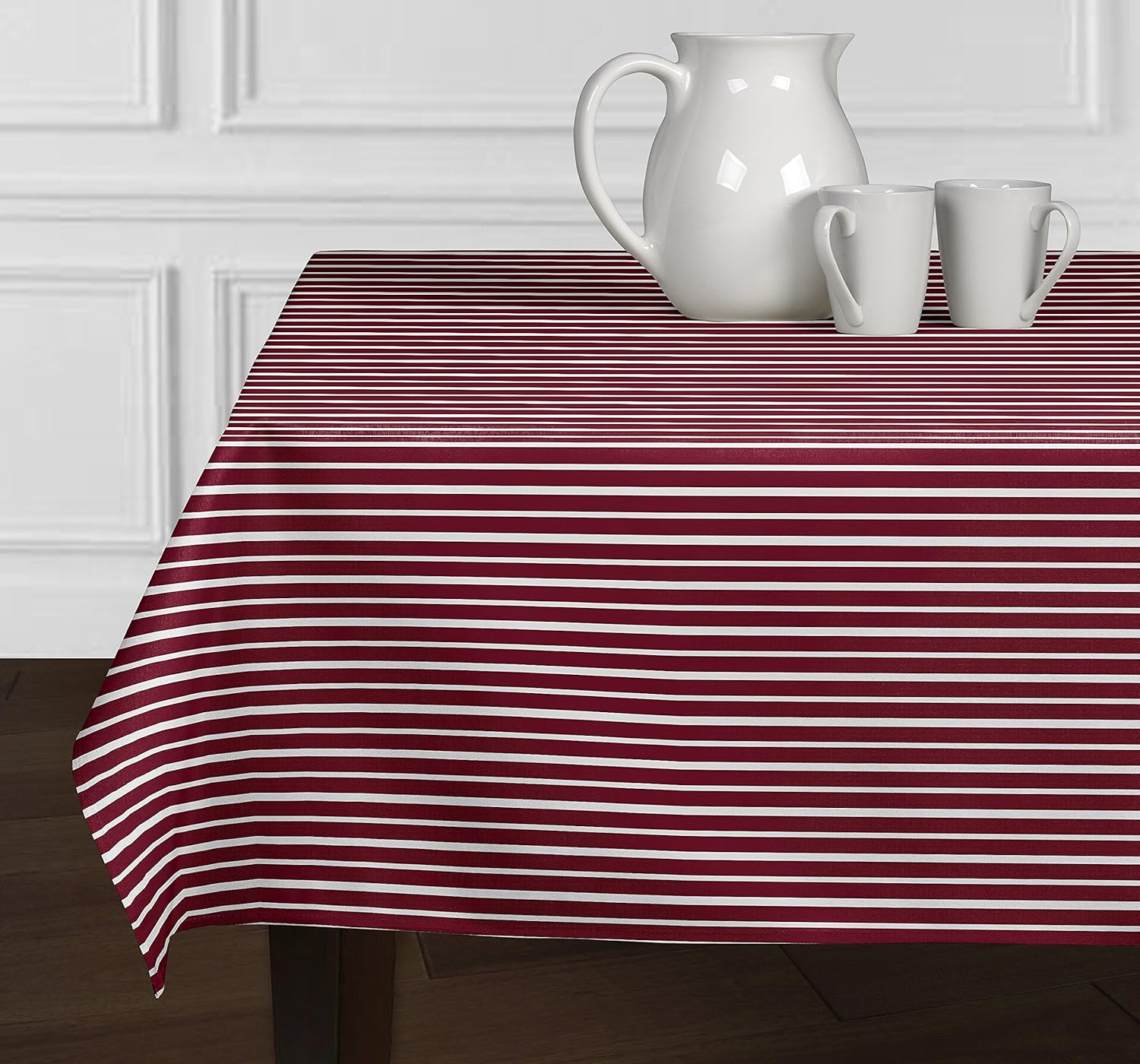 luxehome 红白条纹 现代 桌布 餐厅 厨房 矩形 长方形 152.40 厘米 x 