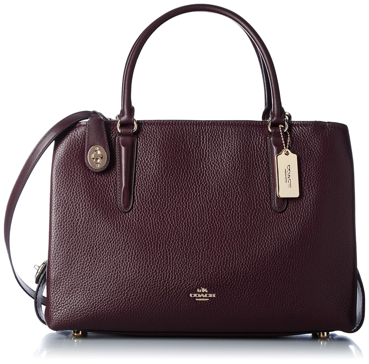 coach 蔻驰 女式 brooklyn 34 手提包 57276 lioxb 浅金色/深红色